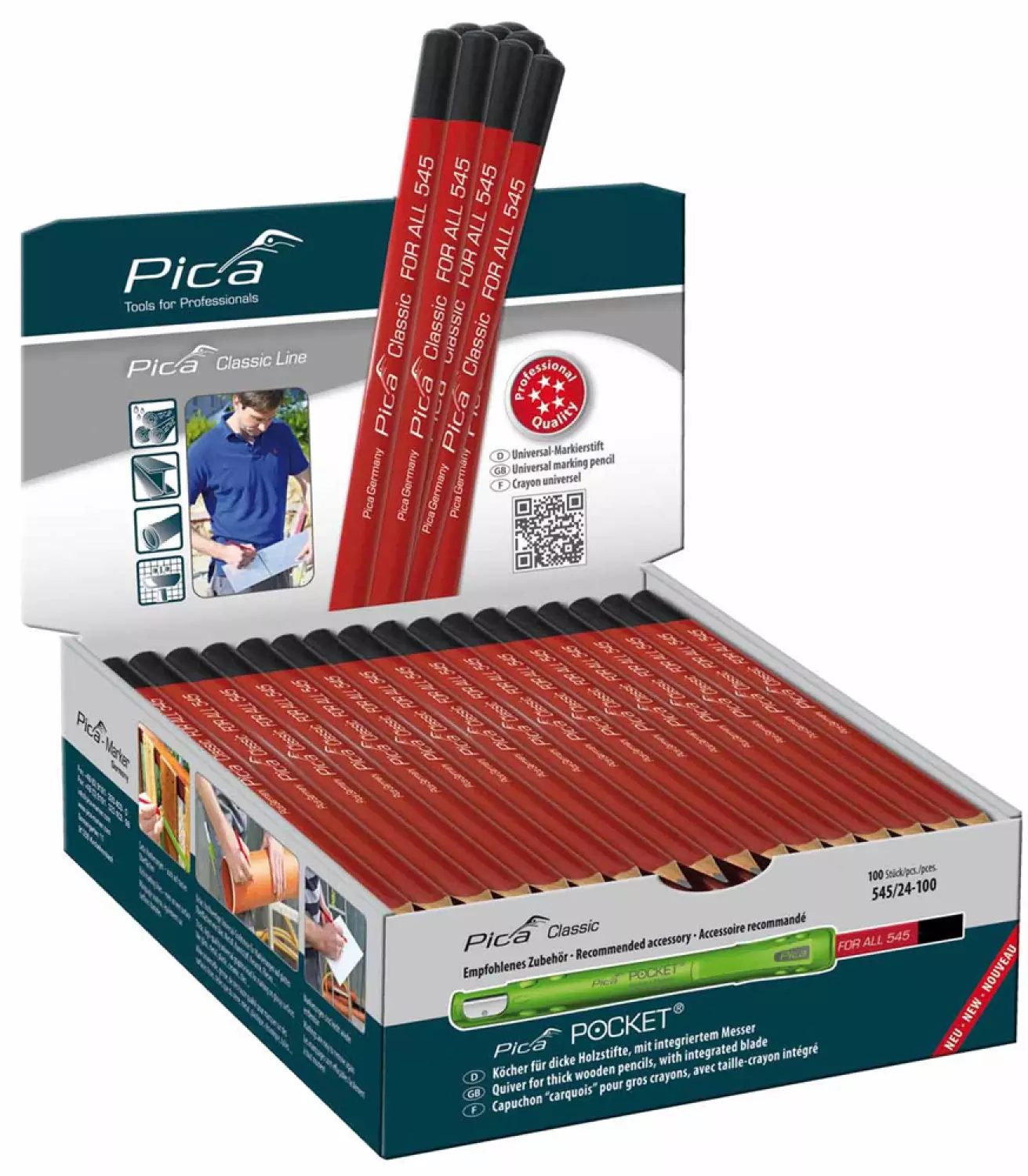 Pica 545/24-100 Crayon universel - 230mm - Graphite (100pcs)-image