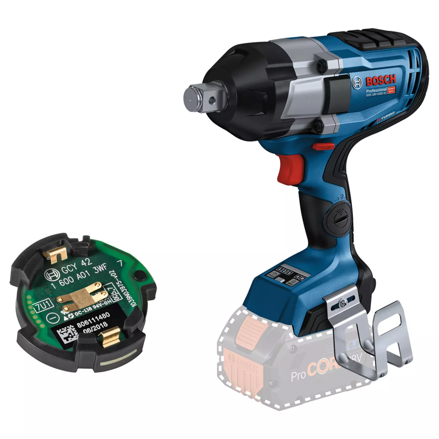Bosch GDS 18V-1050 HC Clé à chocs sans fil - 18V Li-Ion - Machine seule - BiTurbo - dans L-Boxx - 1050 Nm - brushless-image