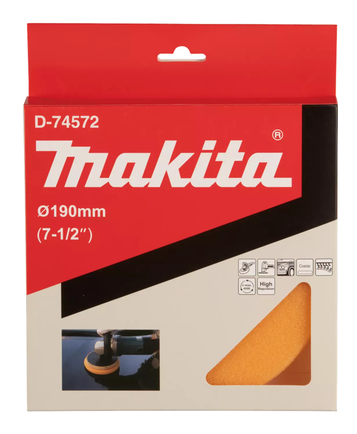 Makita D-74572 Eponge orange - douce et grossière - 190 mm-image