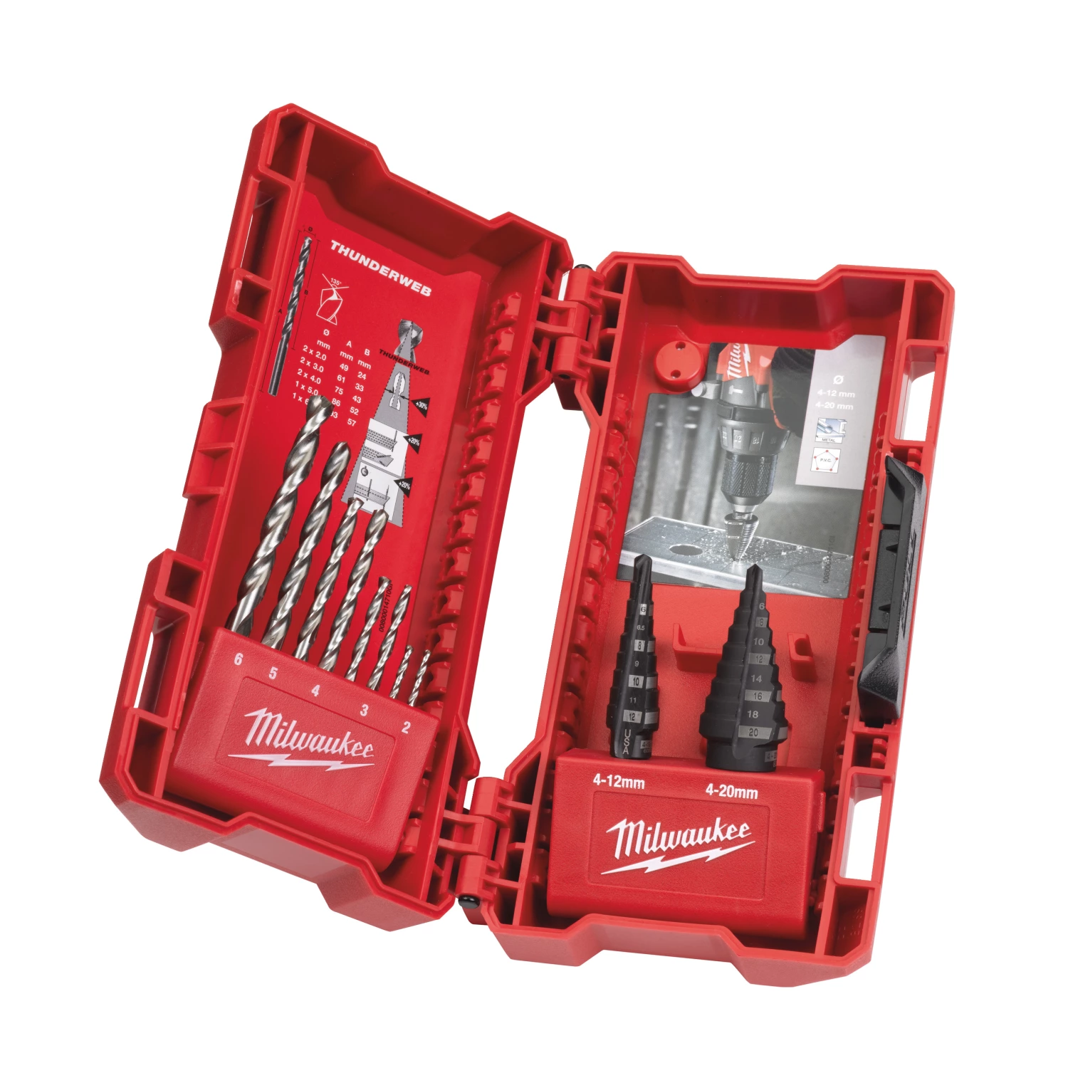 Milwaukee 48899350 Combinaison de forets étagés et de forets à métaux - 10 pièces-image