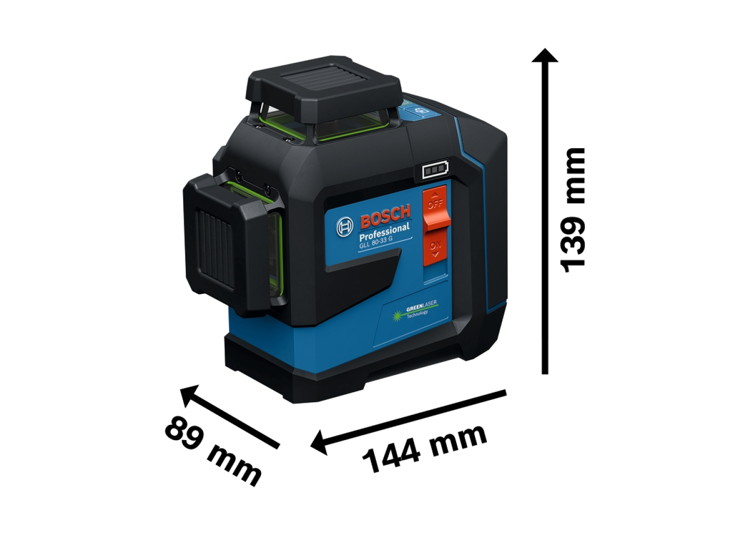 Bosch GLL 80-33 G Kruislijnlaser in L-Boxx - Groen - 30m - 3x 360° - IP65-image