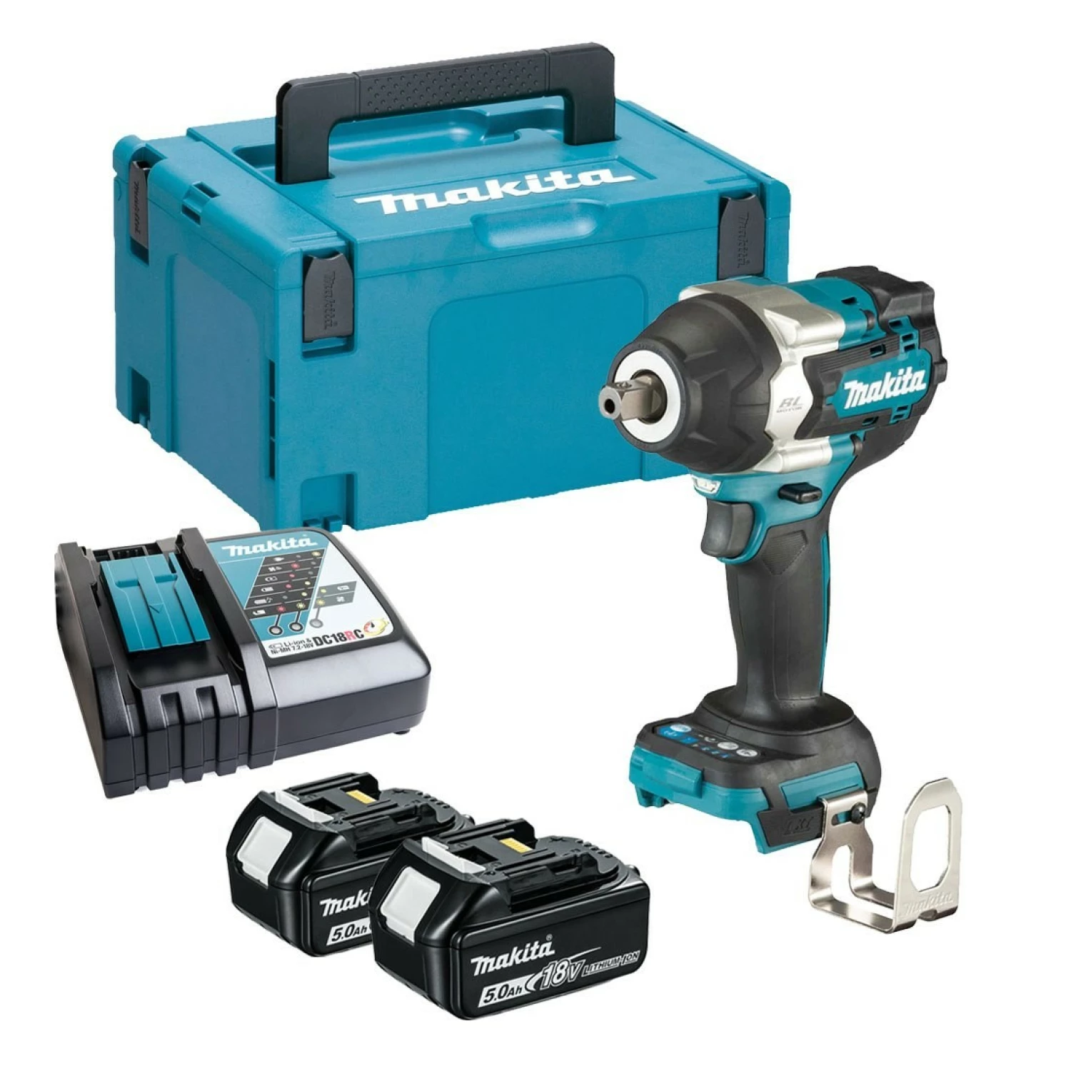 Makita DTW701RTJ 18V Li-Ion Accu slagmoersleutel set (2x 5.0Ah accu) in Mbox - 700 Nm - 1/2" pin - koolborstelloos-image