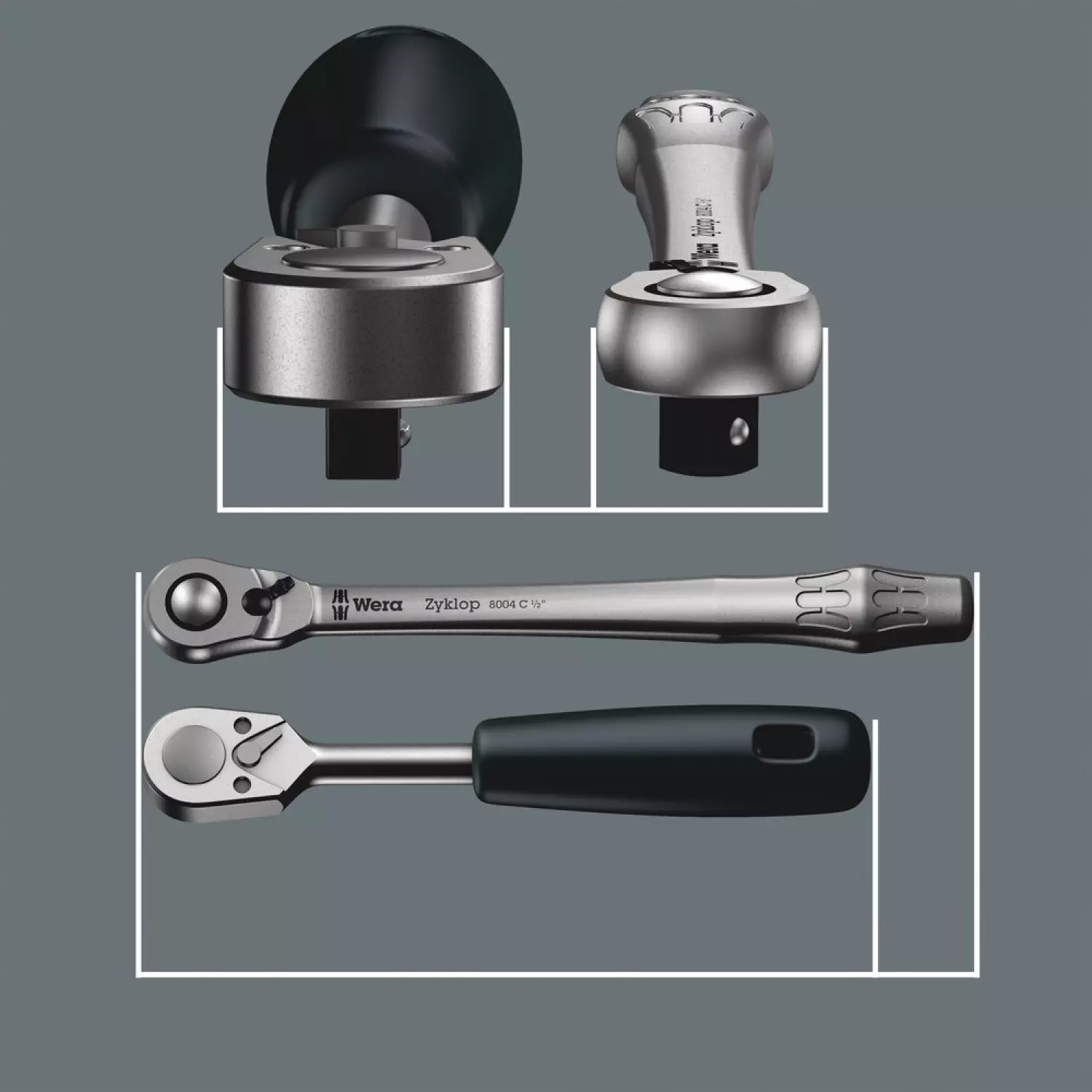 Wera 5004018001 8100 SA 8 Zyklop Metal Ratelset met omschakelpal - 1/4"-image