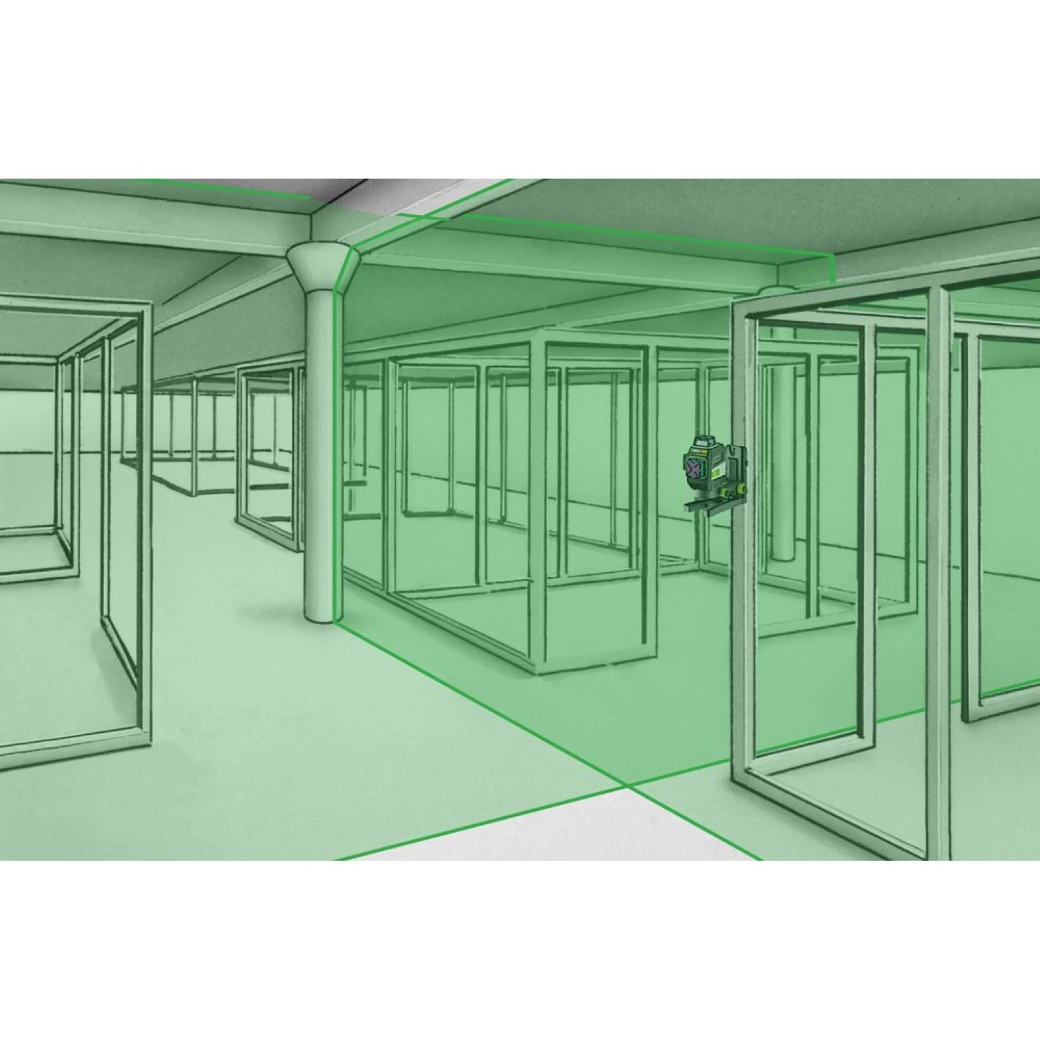 Laserliner MasterPlane-Laser 3G Pro 360° Kruislijnlaser set in L-boxx - 3 lijnen - groen - 3x 55m - IP64 + VarioStand L Laserstatief-image