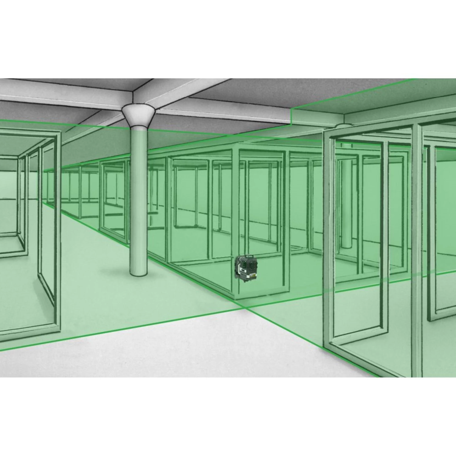 Laserliner PowerPlane-Laser 3G Multi-18V Kruislijnlaser in L-Boxx - 3 lijnen - groen - 60m - IP54-image