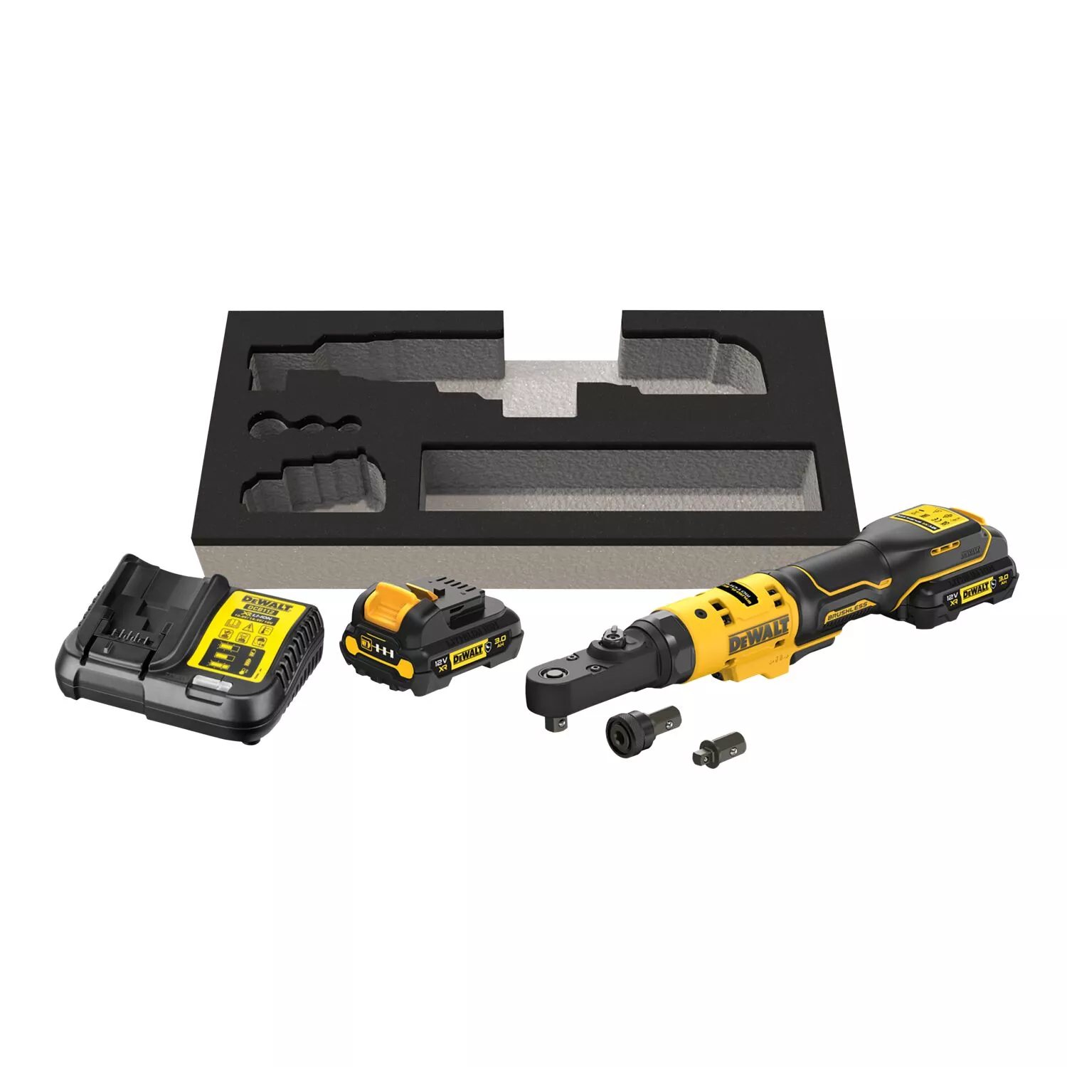 DeWALT DCF500L2G 12V Li-ion accu haakse ratelsleutel set (1x 3.0Ah accu) in inlay - 1/4'' & 3/8''-image