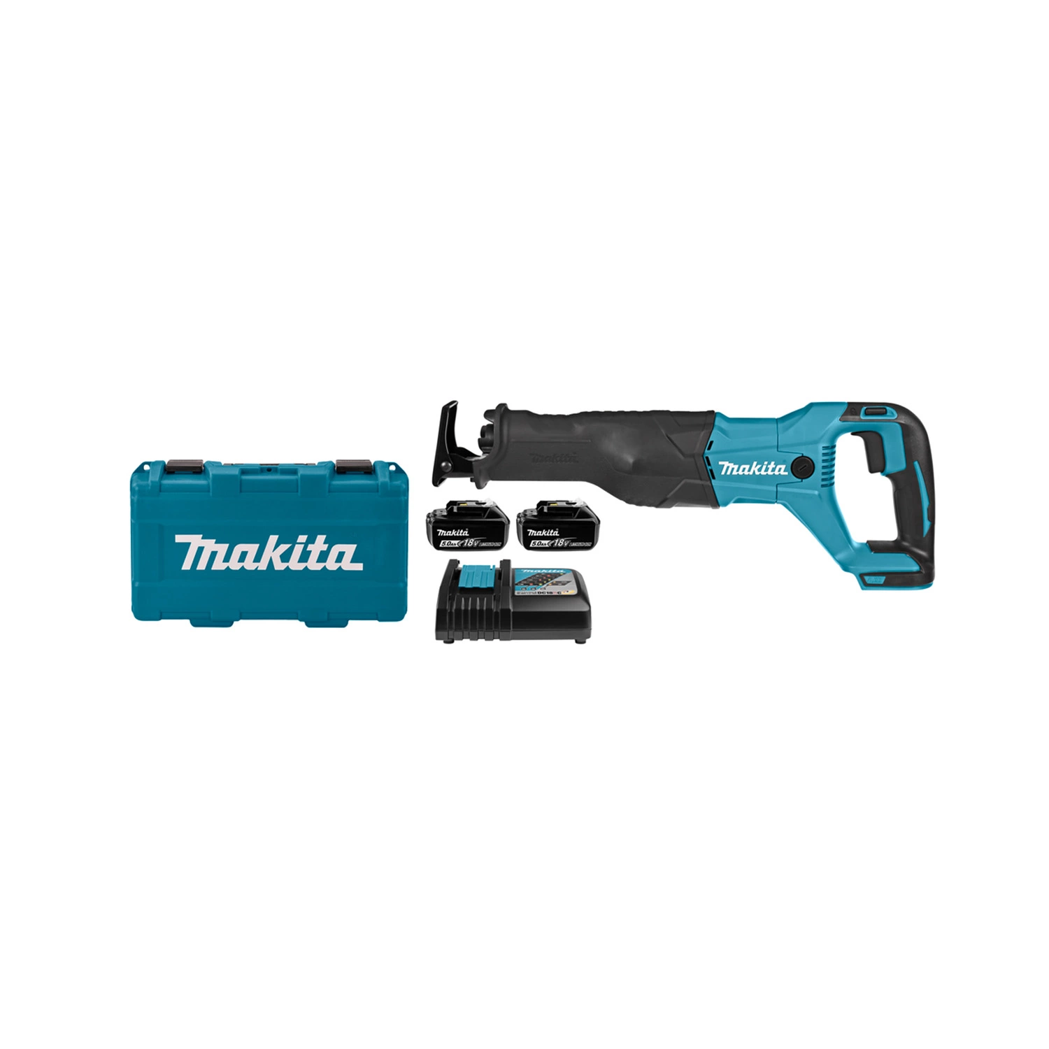 Scie sabre sans-fil Makita DJR186RTE - 18V Li-ion - 2 batteries 5,0 ah - Coffret - Changement rapide - Variable-image