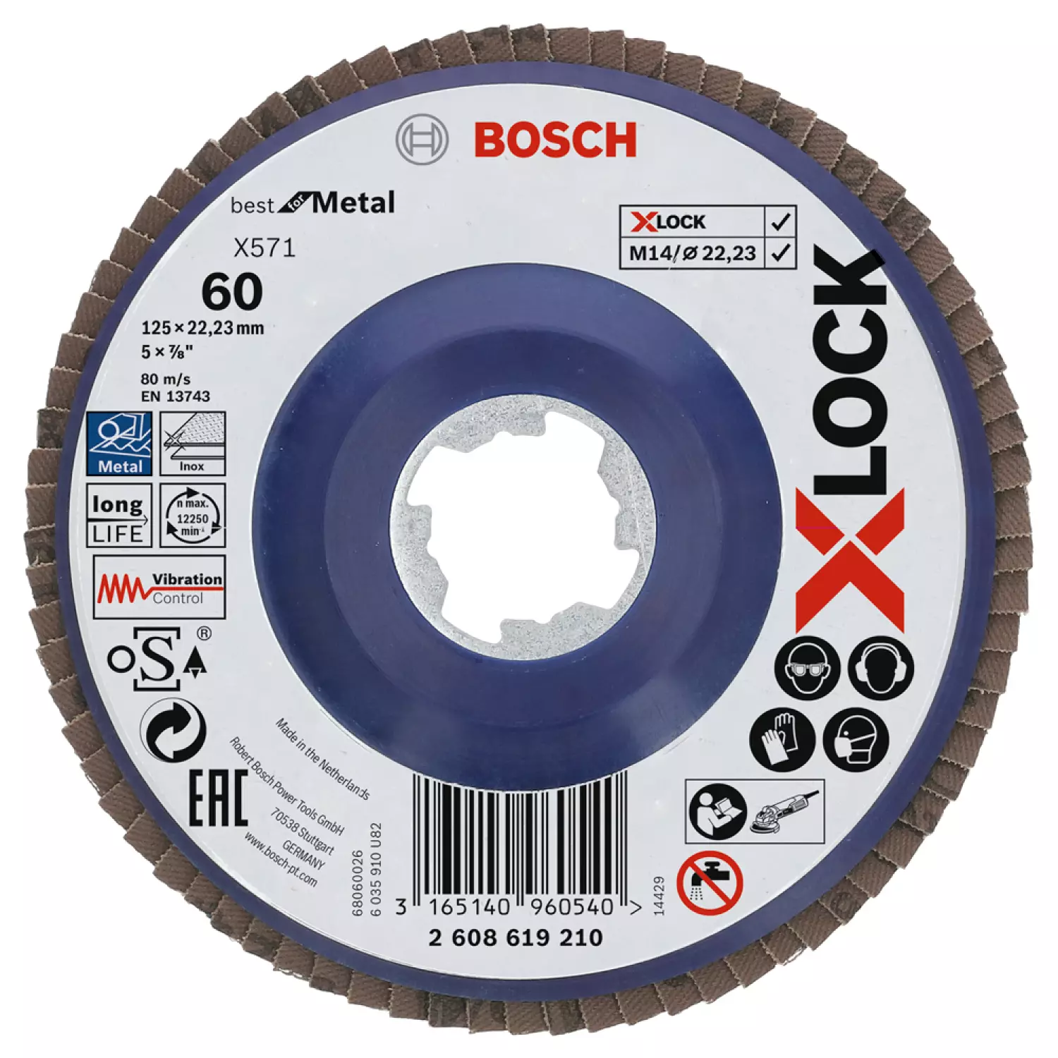 Bosch 2608619210 - X-LOCK disque à lamelles Best for Metal recht, plastique, Ø125mm, G 60, X571