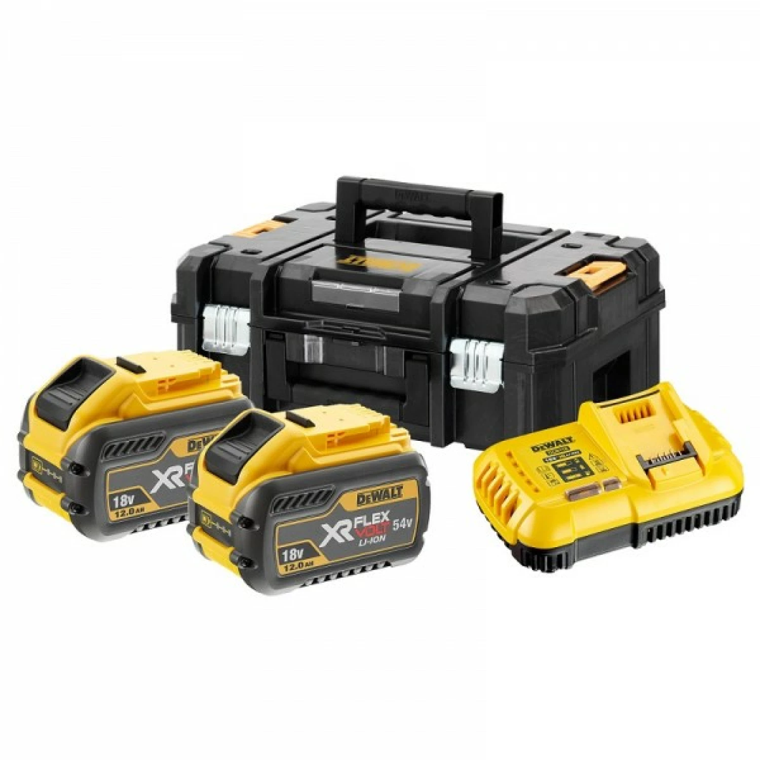 DeWALT DCB118Y2T 18 V / 54 V Li-ion XR FlexVolt Kit de démarrage (2 batteries 12,0 Ah) dans TSTAK-image