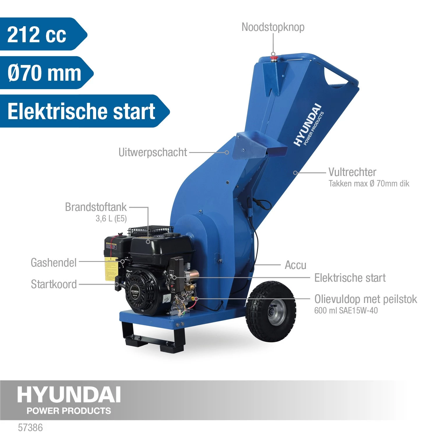 Hyundai 57386 broyeur à essence 212 cm³ - 7 CV-image