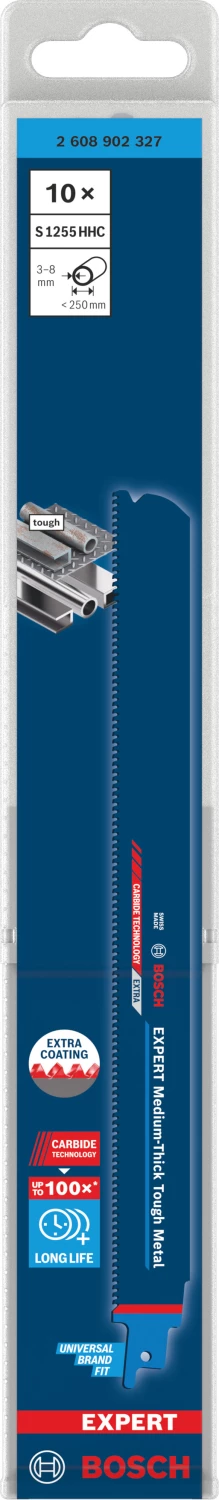 Bosch EXPERT S1255HHC Medium-Thick Tough reciprozaagblad  - 250mm - metaal (10st)
