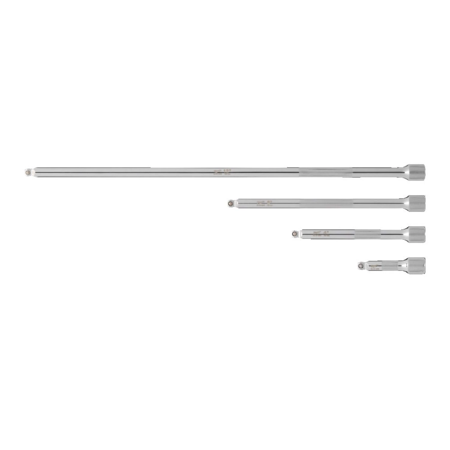 Milwaukee 4932480641 Douille à embout - Jeu de rallonges 3/8 » 4 pièces avec tête sphérique (76mm, 152mm, 254mm, 305mm)-image