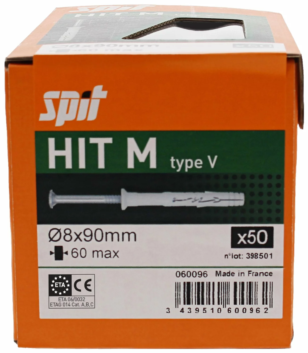 Spit 060096 Slagplug Hit M - 8 x 90mm - PZ2 - verzonken schroef (50st)-image