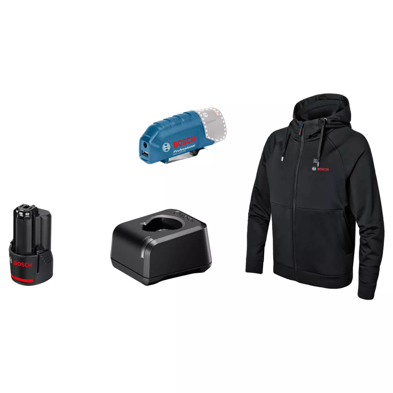 Bosch GHH 12+18V XA XL Kit 12V Li-Ion accu verwarmde hoodie set (1x 2,0Ah) - Maat XL-image