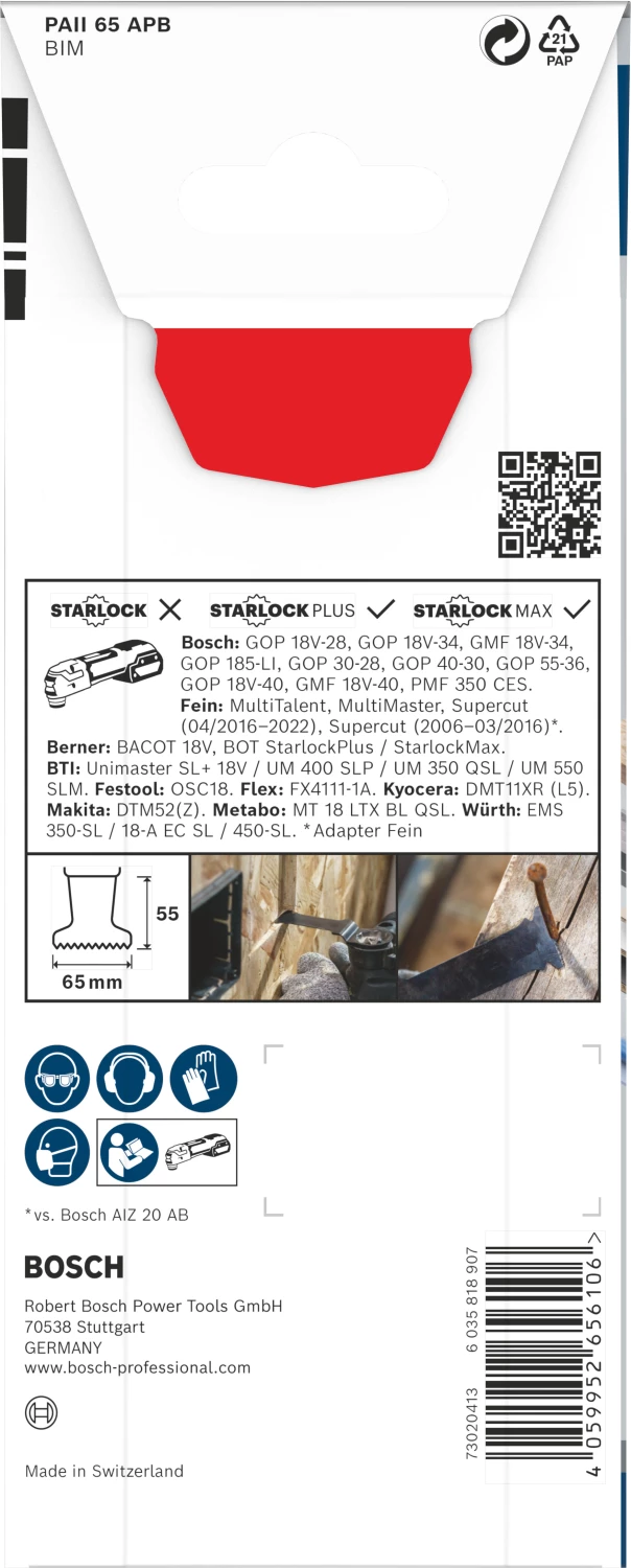 Bosch 2608669131 PRO / AII 65 APB Lame de scie circulaire BIM - 65 x 50 mm - Bois et métal (1 pc)-image