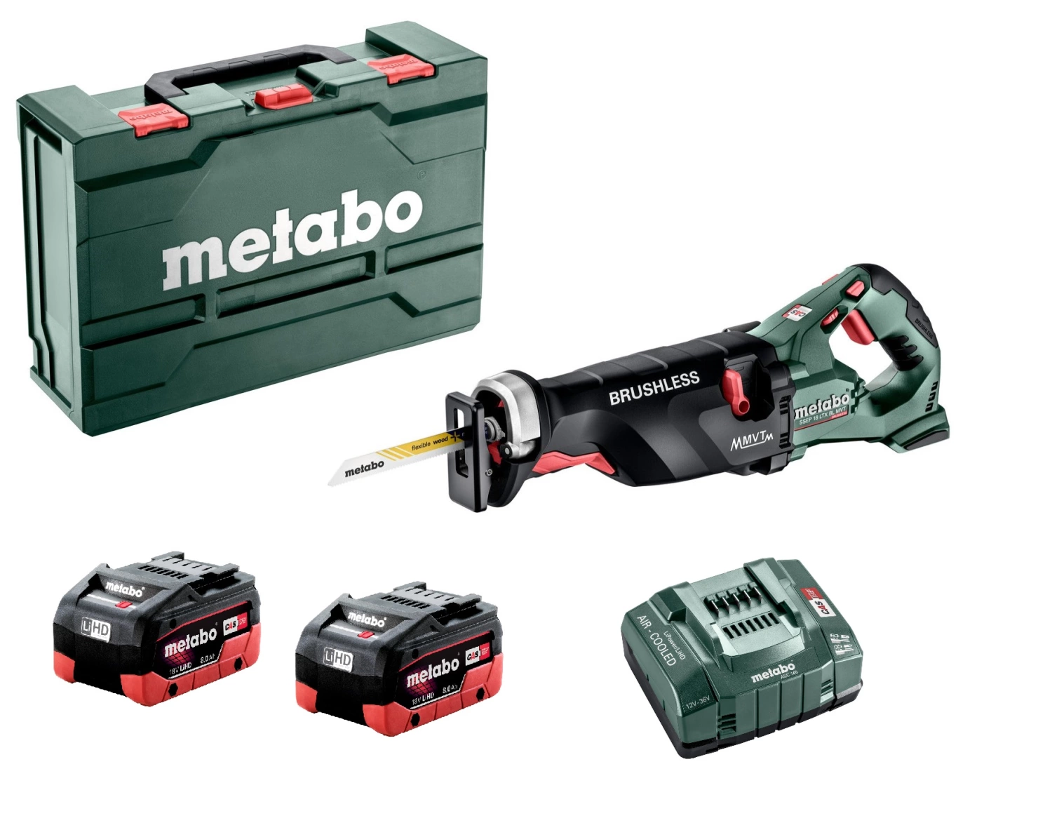 Metabo SSEP 18 LTX BL MVT 18V Li-ion Accu reciprozaag set (2x8.0Ah LiHD accu) in Metabox-image