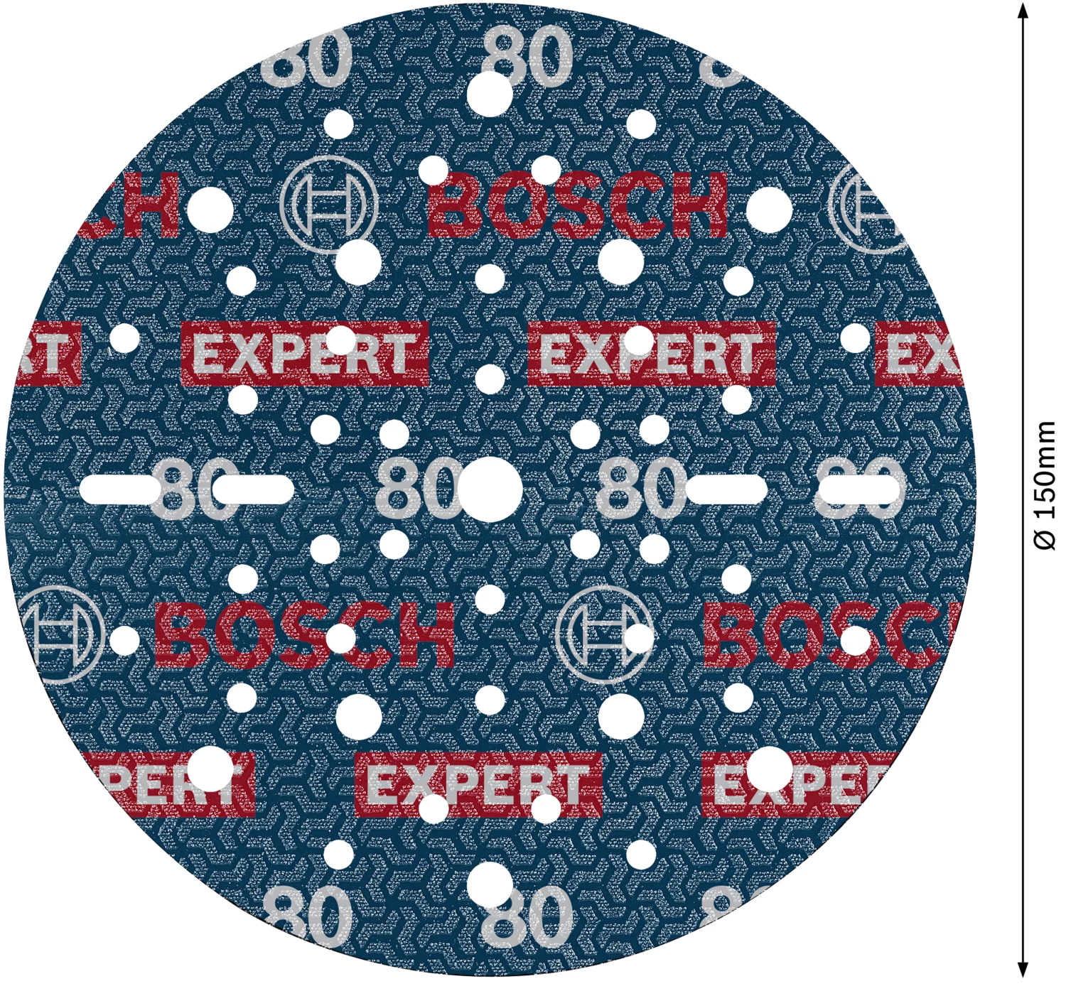 Bosch 2608902450 Disque abrasif EXPERT O780 avec support film - 150 mm - K80 (50 pcs)-image