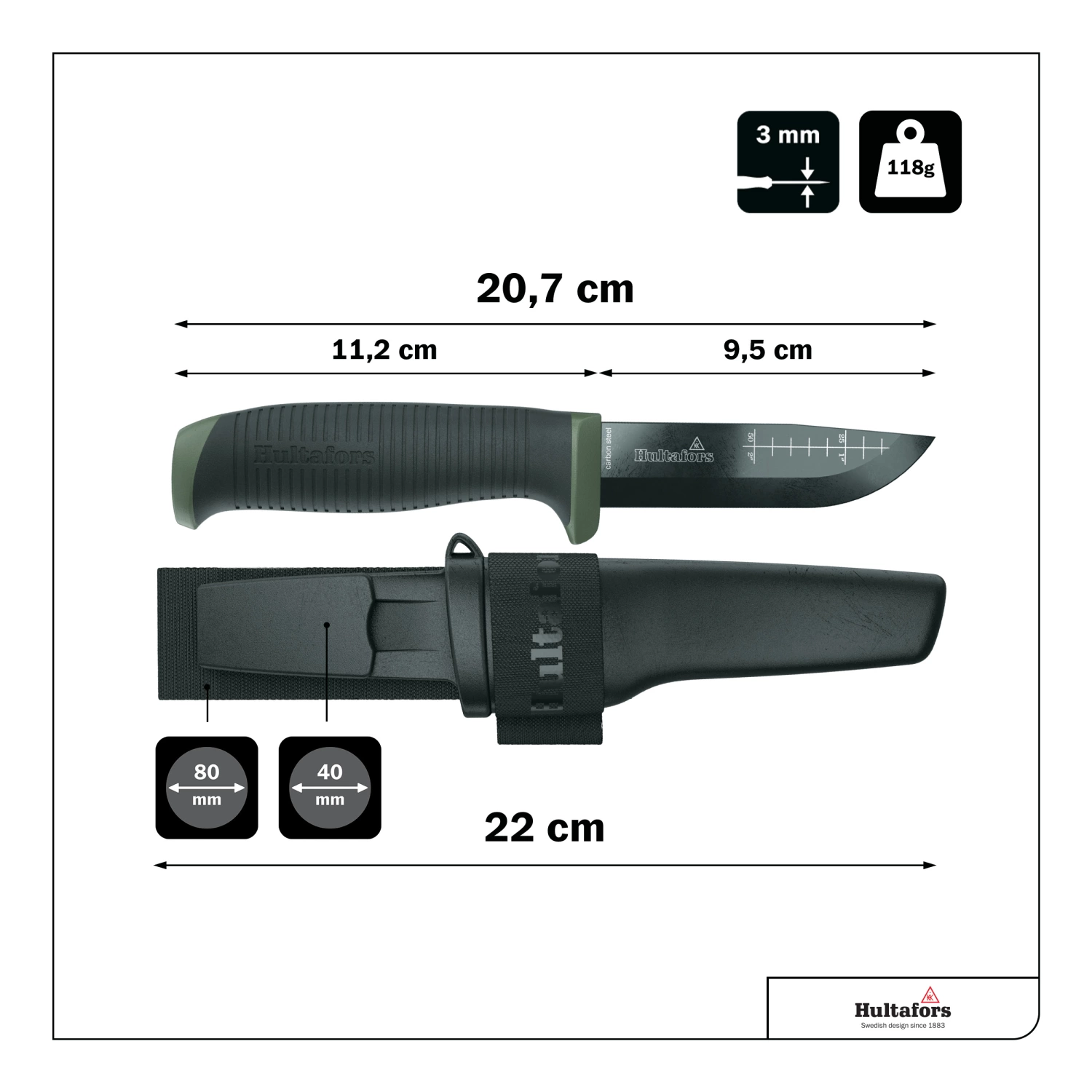 Hultafors OK4 Outdoor mes inclusief draagholster - 209mm-image