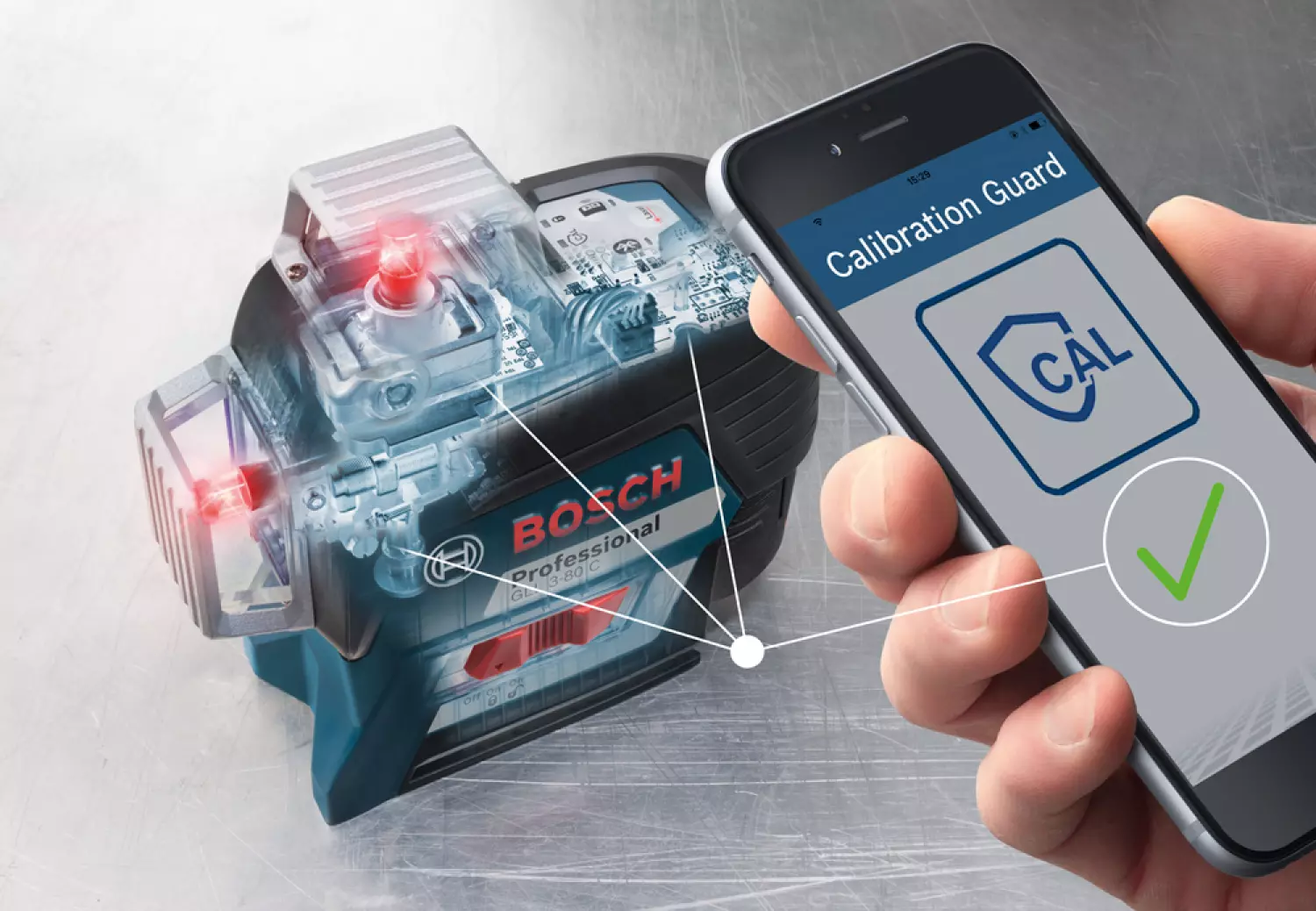 Bosch GLL 3-80 C SOLO 12 V Li-Ion batterie Laser à croix corps dans L-Boxx - rouge - 30 m-image