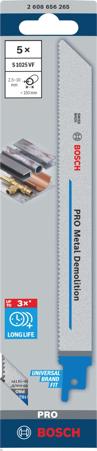Bosch 2608656265 / S 1025 VF Reciprozaagblad - 200 x 10/14TPI - Metaal (5st)-image