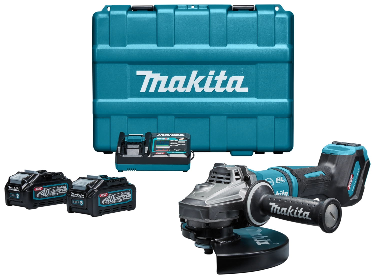 Makita GA038GM203 40V Max Li-Ion accu haakse slijper set (2x 4,0Ah) in koffer - 230mm - koolborstelloos-image