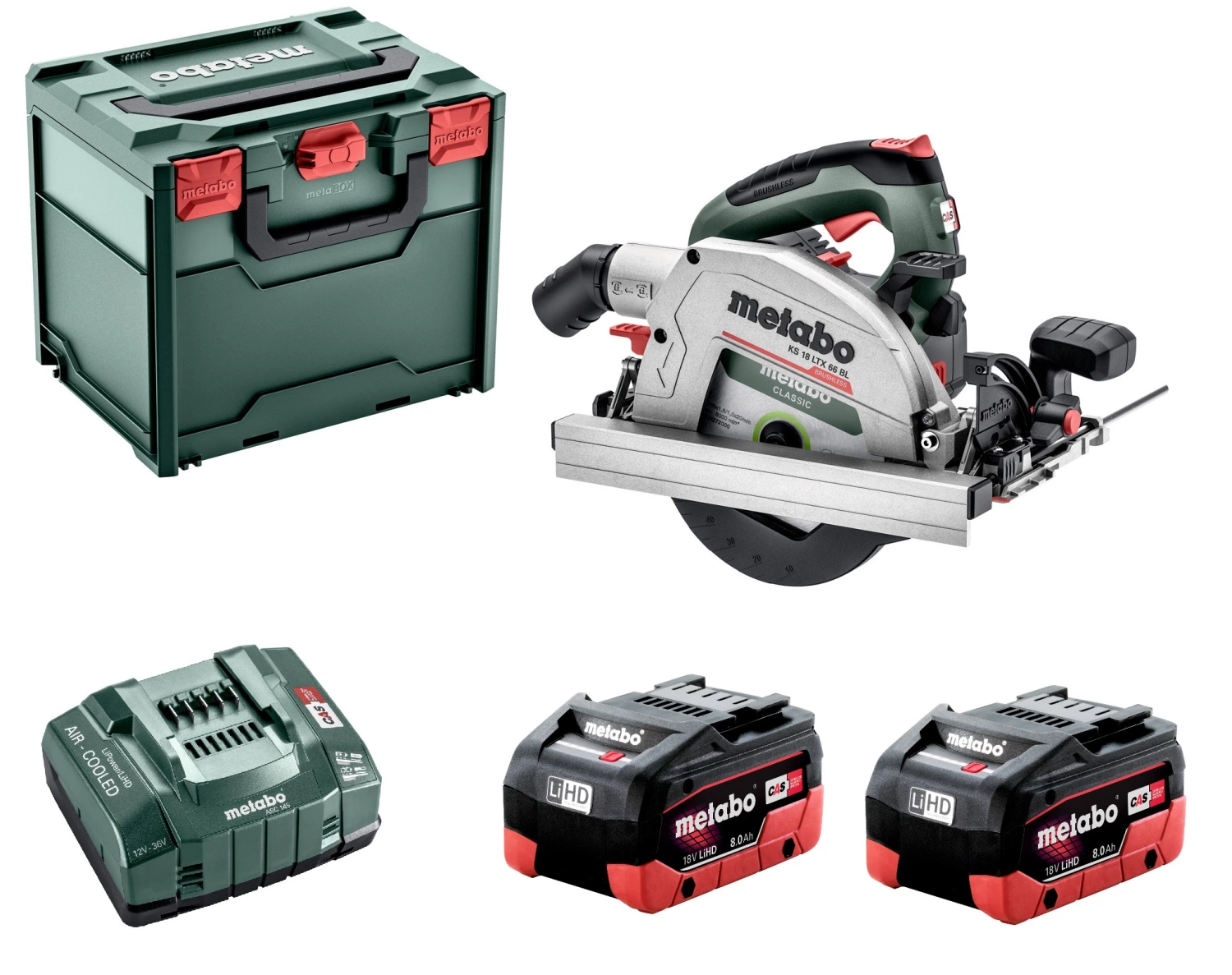 Metabo KS 18 LTX 66 BL 18V LI -ION BATTERIE CIRCULAIRE SAW (2 x 8,0 AH) en systainer - Carbon sans pinceau - 611866810-image