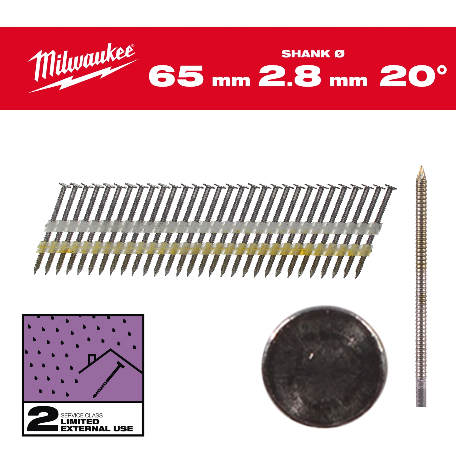 Milwaukee 4932492591 Clous tête ronde 20 65mm/RS/G/SC2-2kpc-image