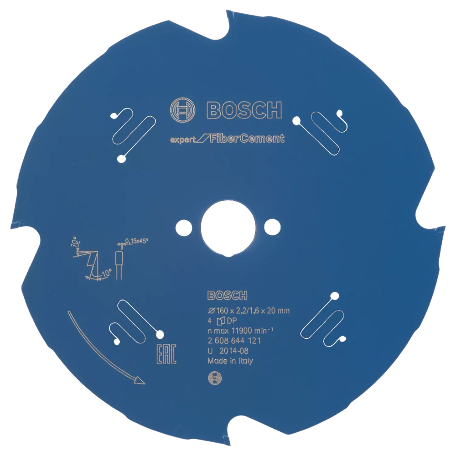 Bosch 2608644121 - Lame de Scie Circulaire Expert pour Fiber Cement 160 x 20 x 2,2 mm, 4D-image