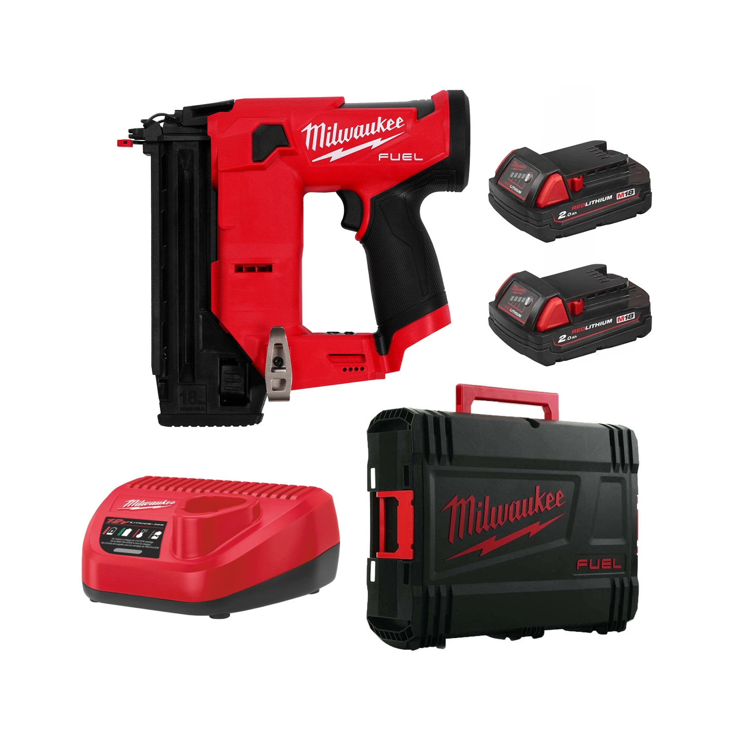 Milwaukee M12 FCN18GS-202X 12V Li-ion Cloueuse droite set (2x batterie 2,0Ah) en coffret HD - 18Ga-image