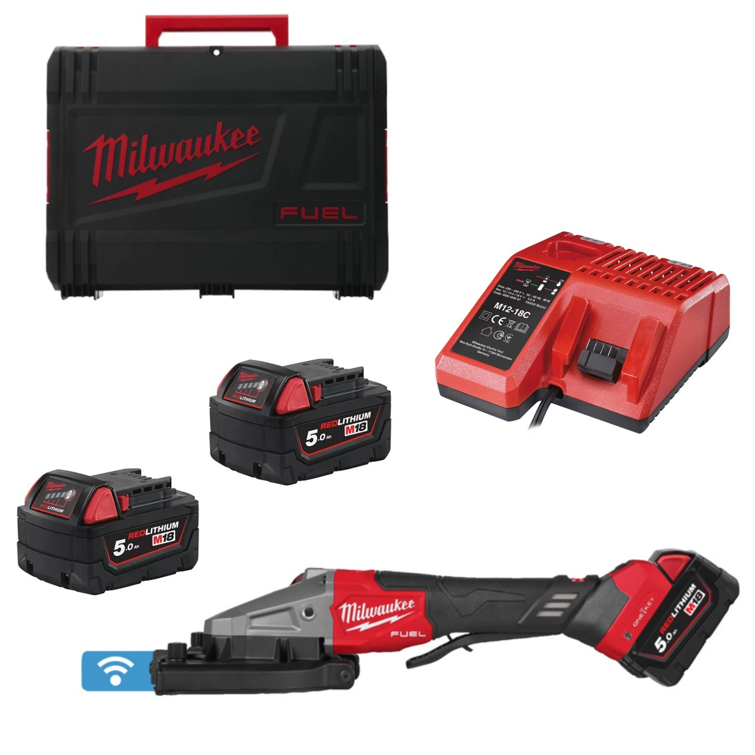 Milwaukee M18 FRBCO32-502X 18V Li-ion accu betonstaalsnijder set (2x 5.0Ah accu) in HD Box - One-Key-image