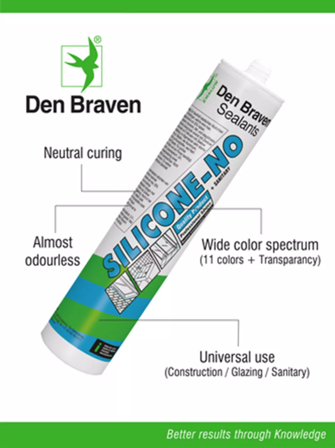 Zwaluw Den Braven 30618904 - Silicone-NO + Sanitary Silicone Kit - Blanc - 310ml-image