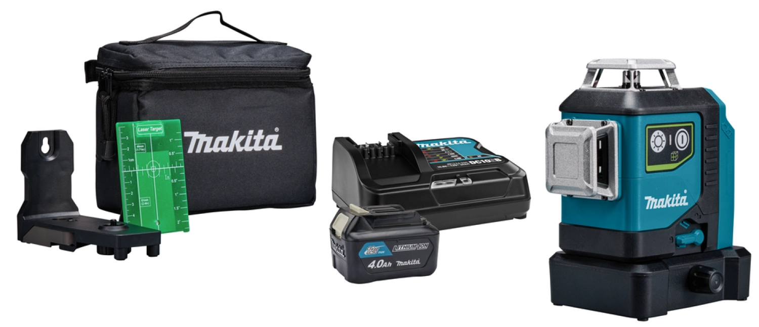 Makita SK700GDX Niveau laser à croix sans-fil - 12V Max Li-ion - 1 batterie 4,0 Ah - Sac - Autonivelant - Vert - 3 x 360 ° - 35 m-image