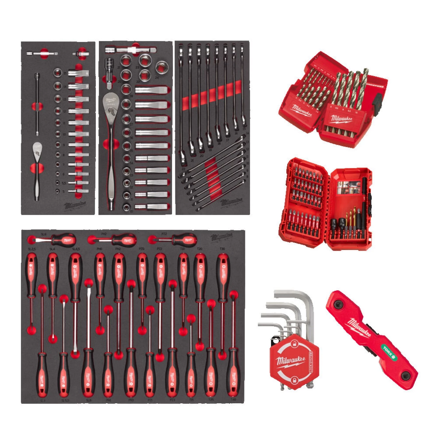 Milwaukee 4932499473 Coffret d'outils de 170 pièces avec inserts en mousse maître - Universel/général - pour chariot à outils de 78 cm-image