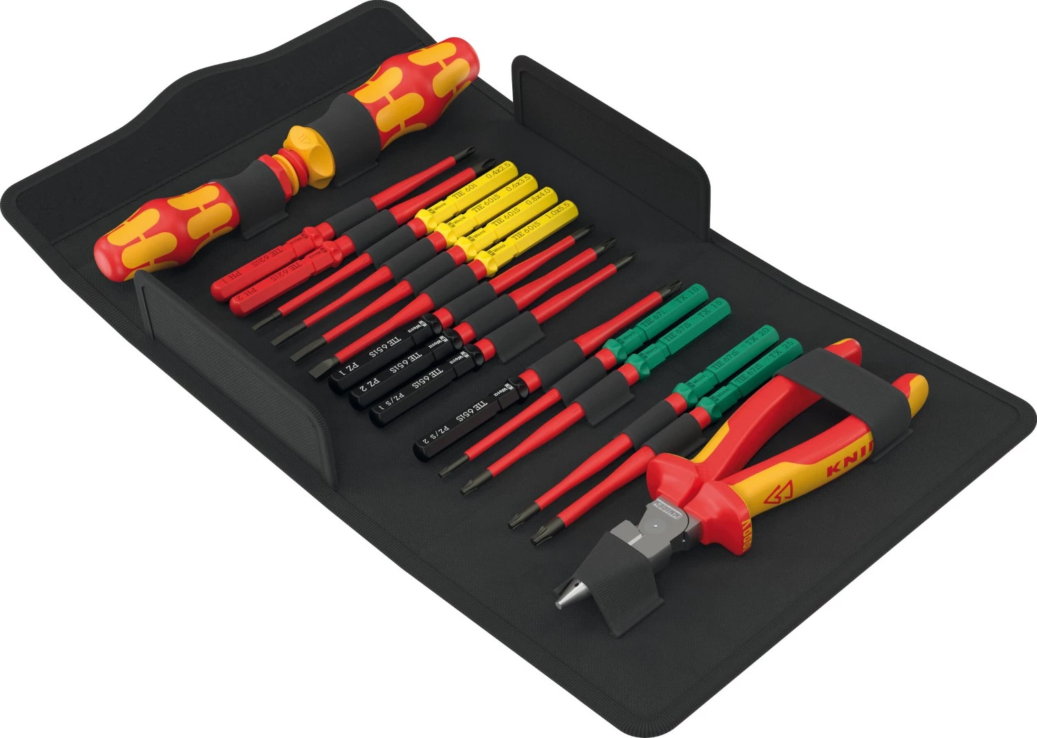 Wera 05006610001 Jeu de 17 outils Kraftform Kompakt VDE 17 extra slim 2 Tool Finder avec lames interchangeables dans un étui - avec fonction cliquet-image