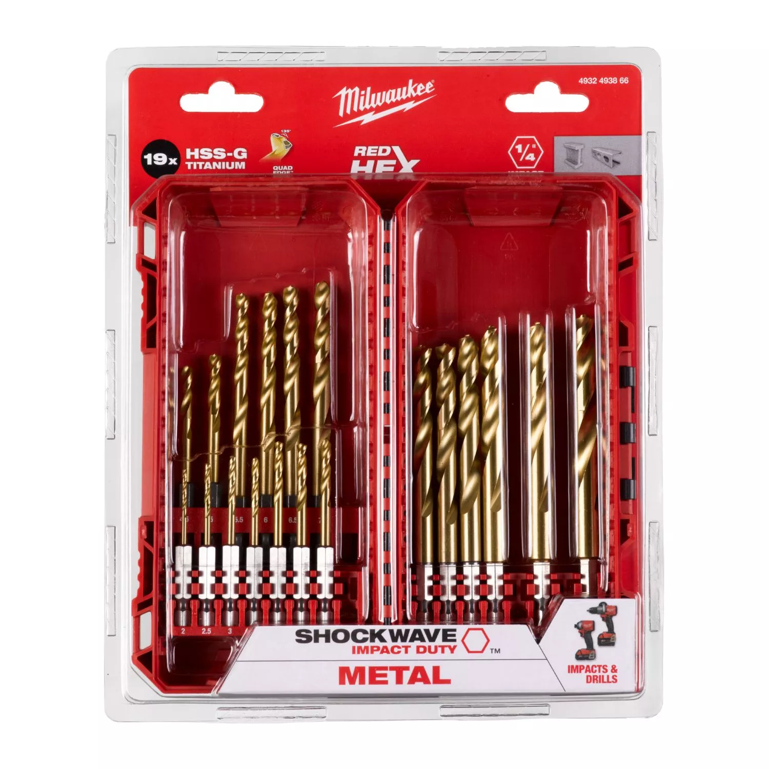 Milwaukee 4932493866 19-delige HSS-Tin Metaalborenset 2-10mm-image