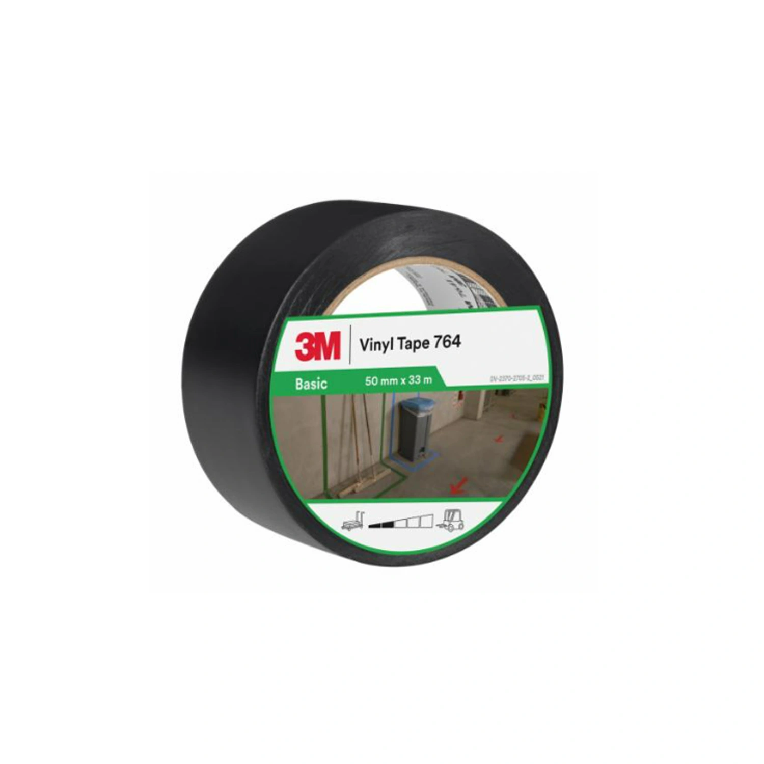 3M 764i Ruban vinyle - Ruban adhésif PVC Noir - 50 mm x 33 m x 0,13 mm