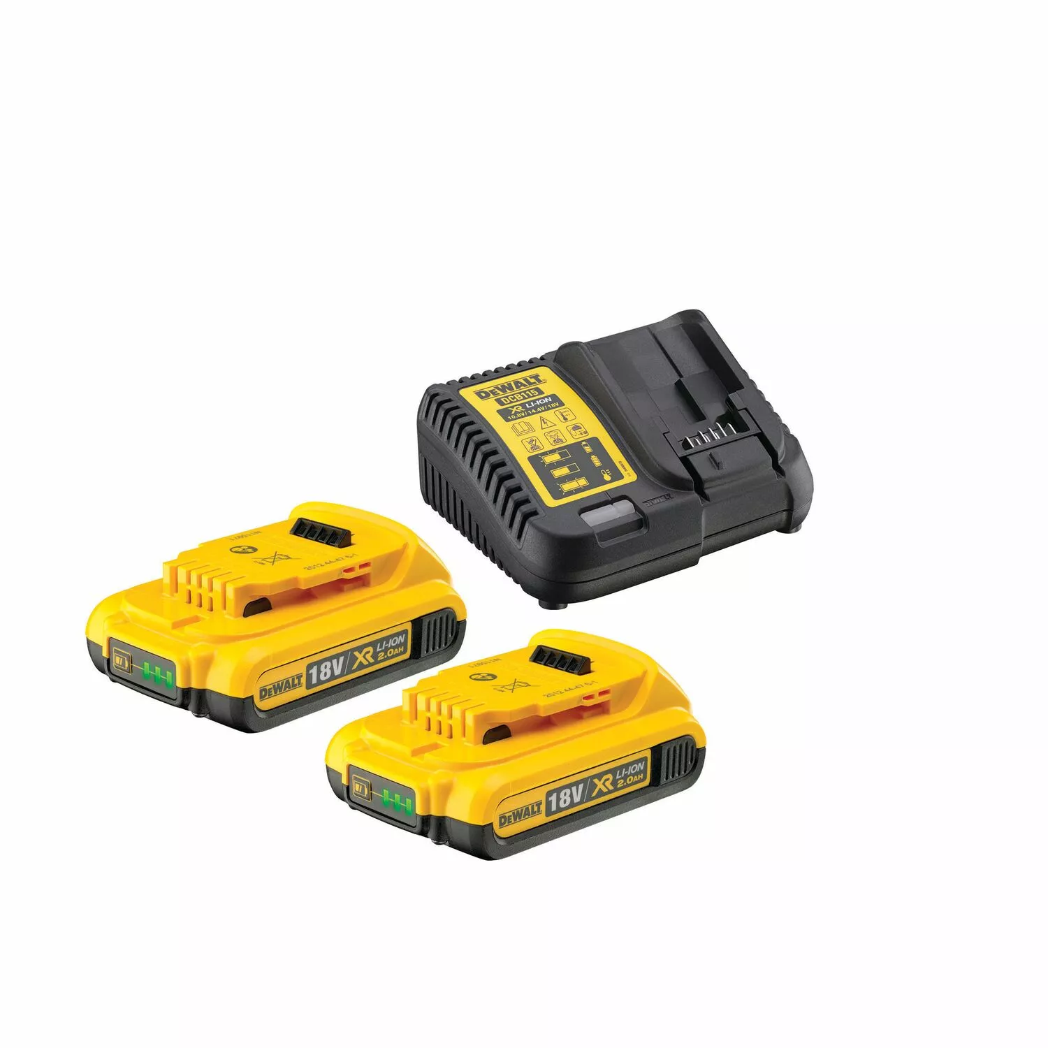 DeWALT DB115D2 Set de démarrage 18V Li-Ion (2x batterie 2.0Ah) + chargeur-image