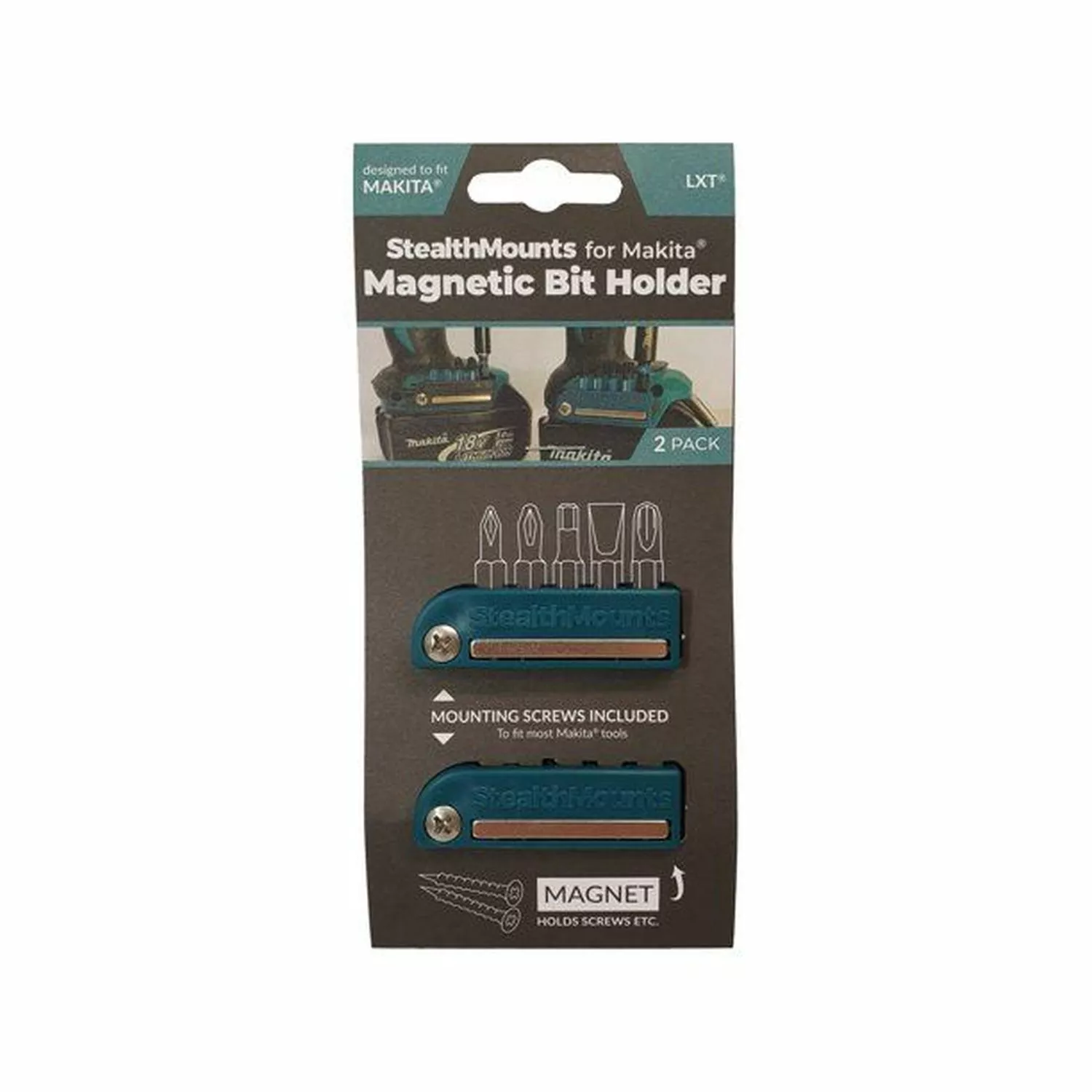 StealthMounts BH-MK-S-BLK-2 BLACK Porte-embout magnétique pour Makita - Noir - 2-pack-image