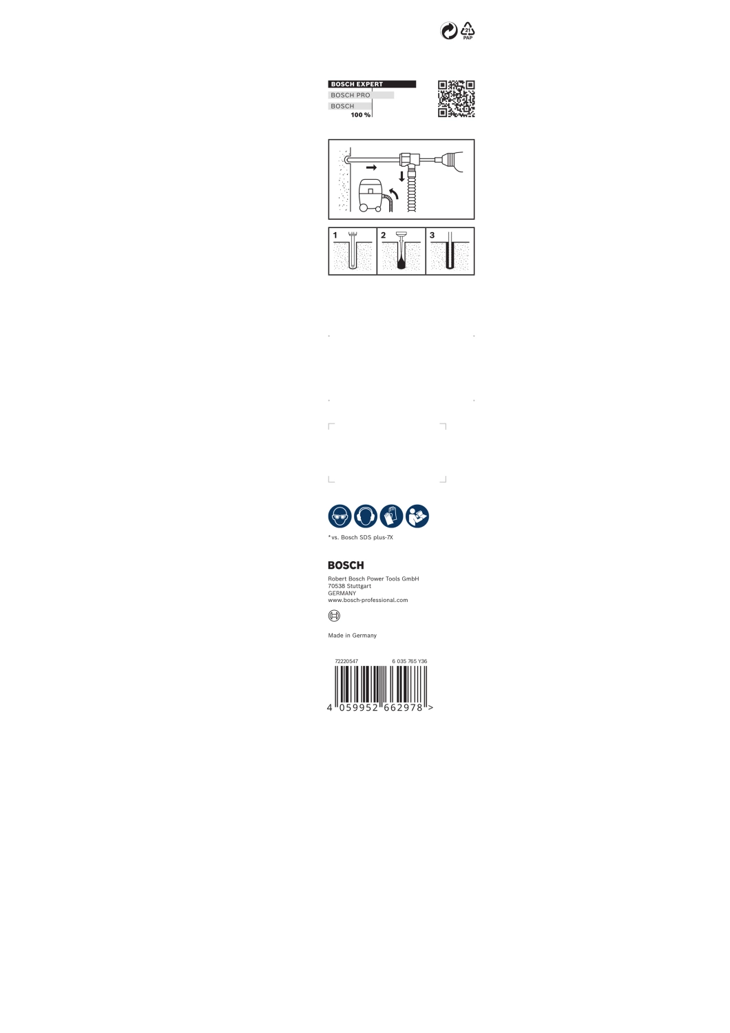 Bosch 2608901765 EXPERT Foret à Marteau SDS Clean SDS plus-8X - 12x200x350mm avec connecteur-image