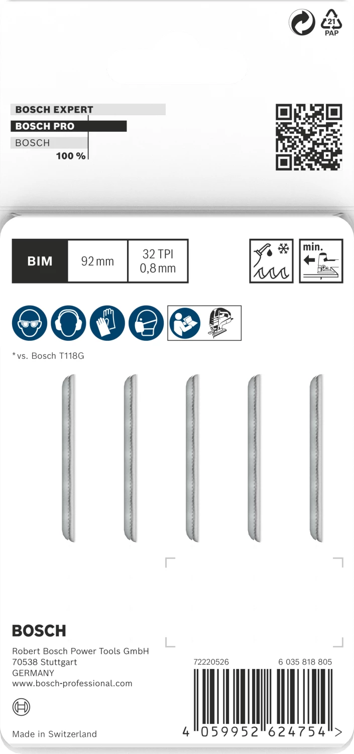 Bosch PRO T121GFC Metal thin decoupeerzaagblad - 92mm - metaal (5st)-image