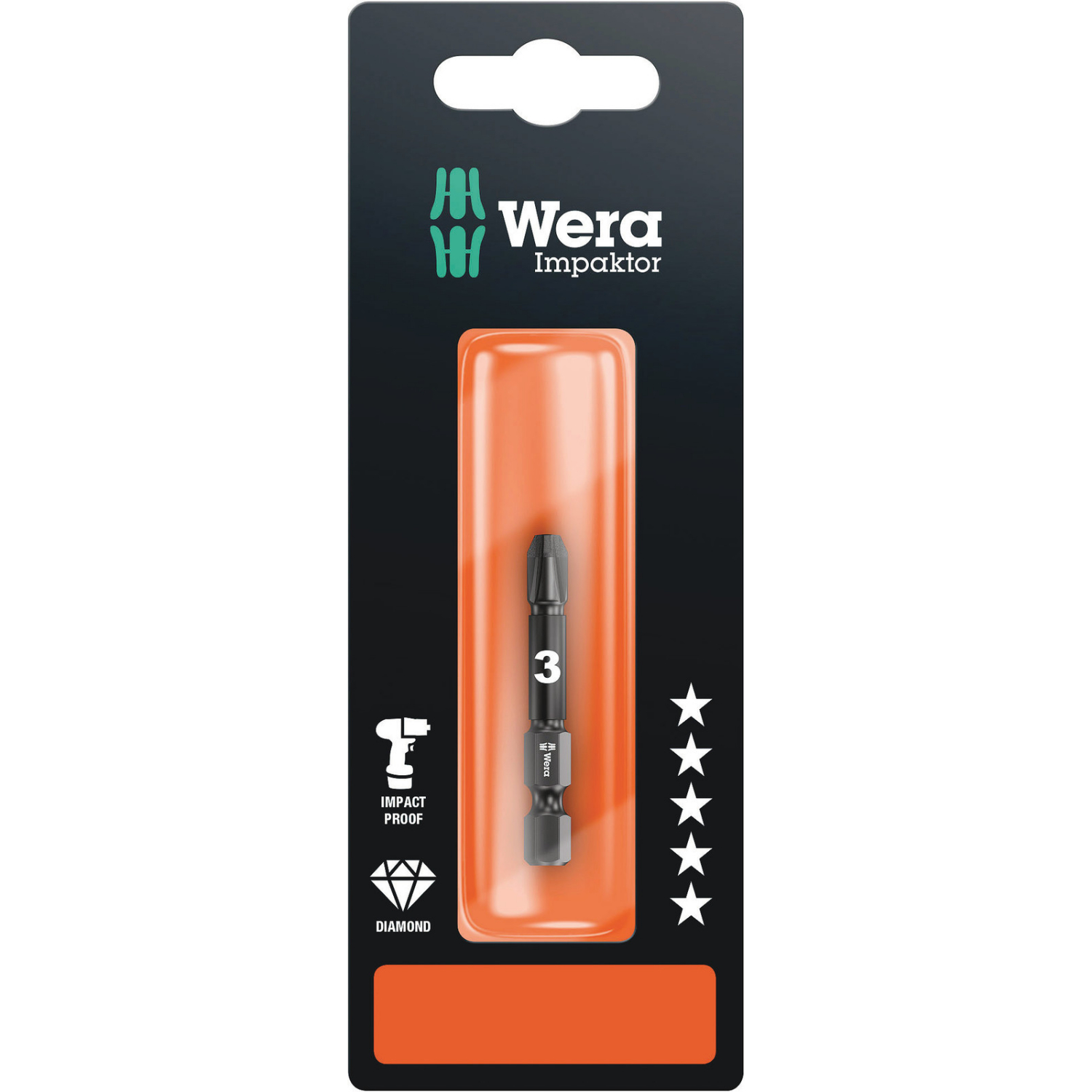 Wera 05073962001 1/4" Pozidrive Impaktor Bit - PZ3 x 50mm-image