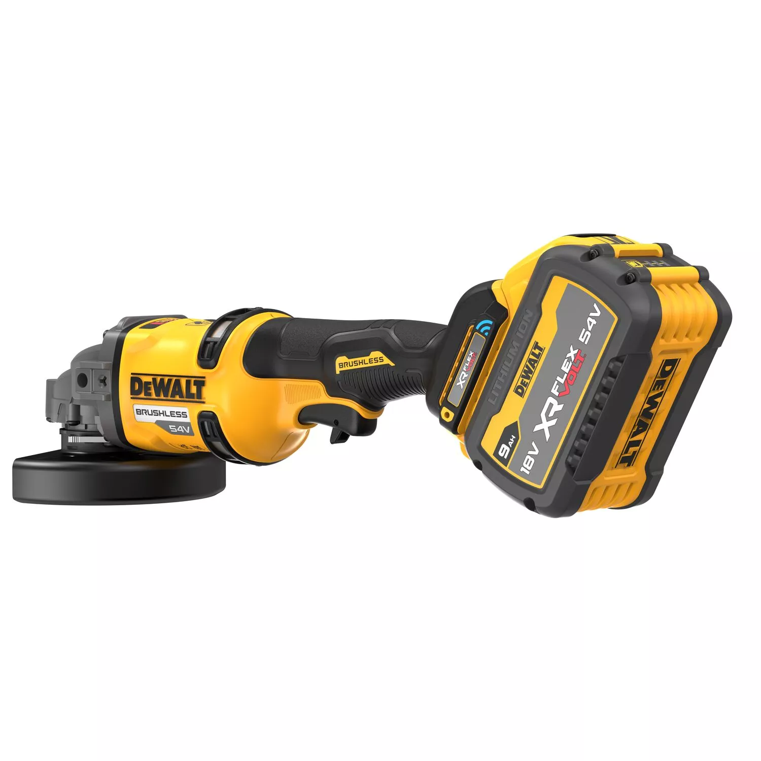 DeWALT DCG418SHDX2 Kit meuleuse d'angle sans fil Li-ion XR FlexVolt 54 V (2 batteries 9,0 Ah) dans TSTAK - 125 mm - Interrupteur de sécurité dans la poignée latérale-image