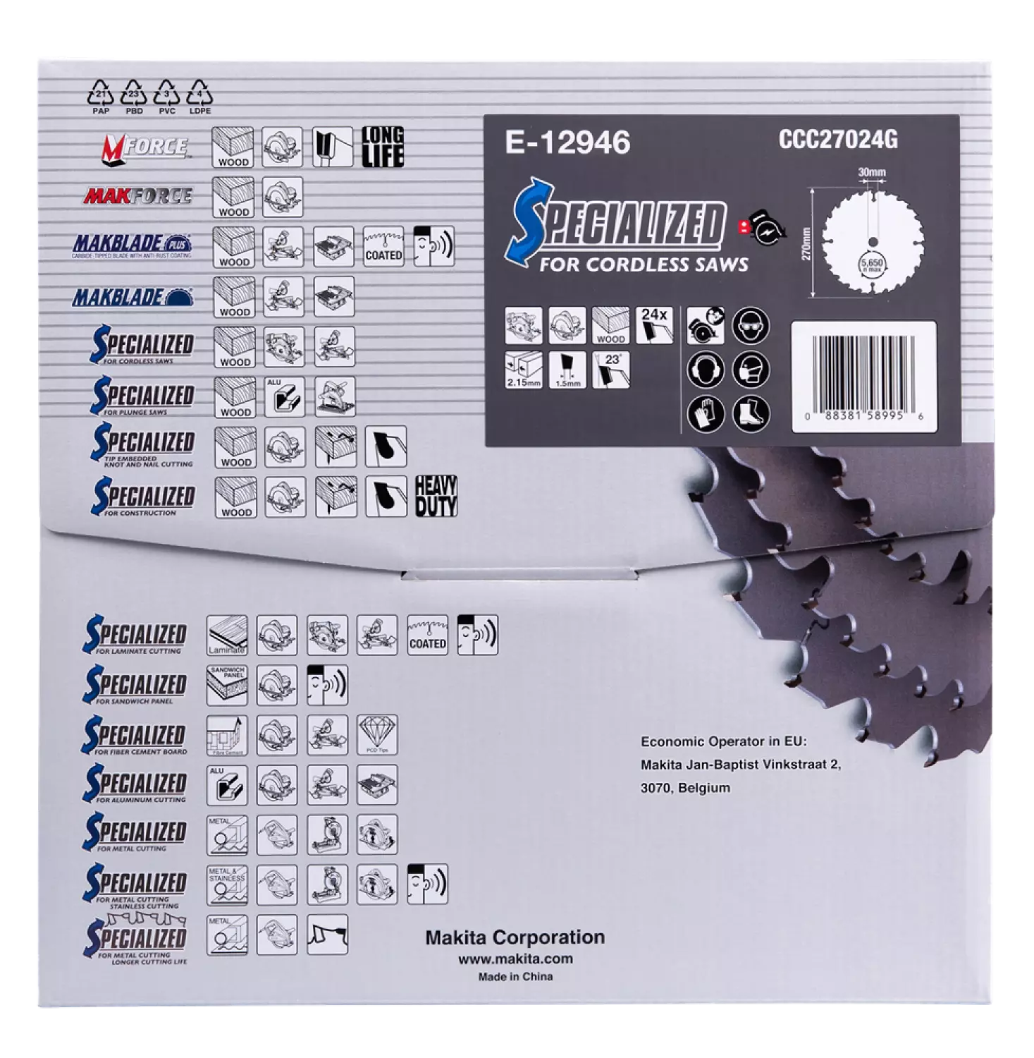 Makita E-12930 Efficut Cirkelzaagblad Hout - 270x30x2,15mm 24T-image