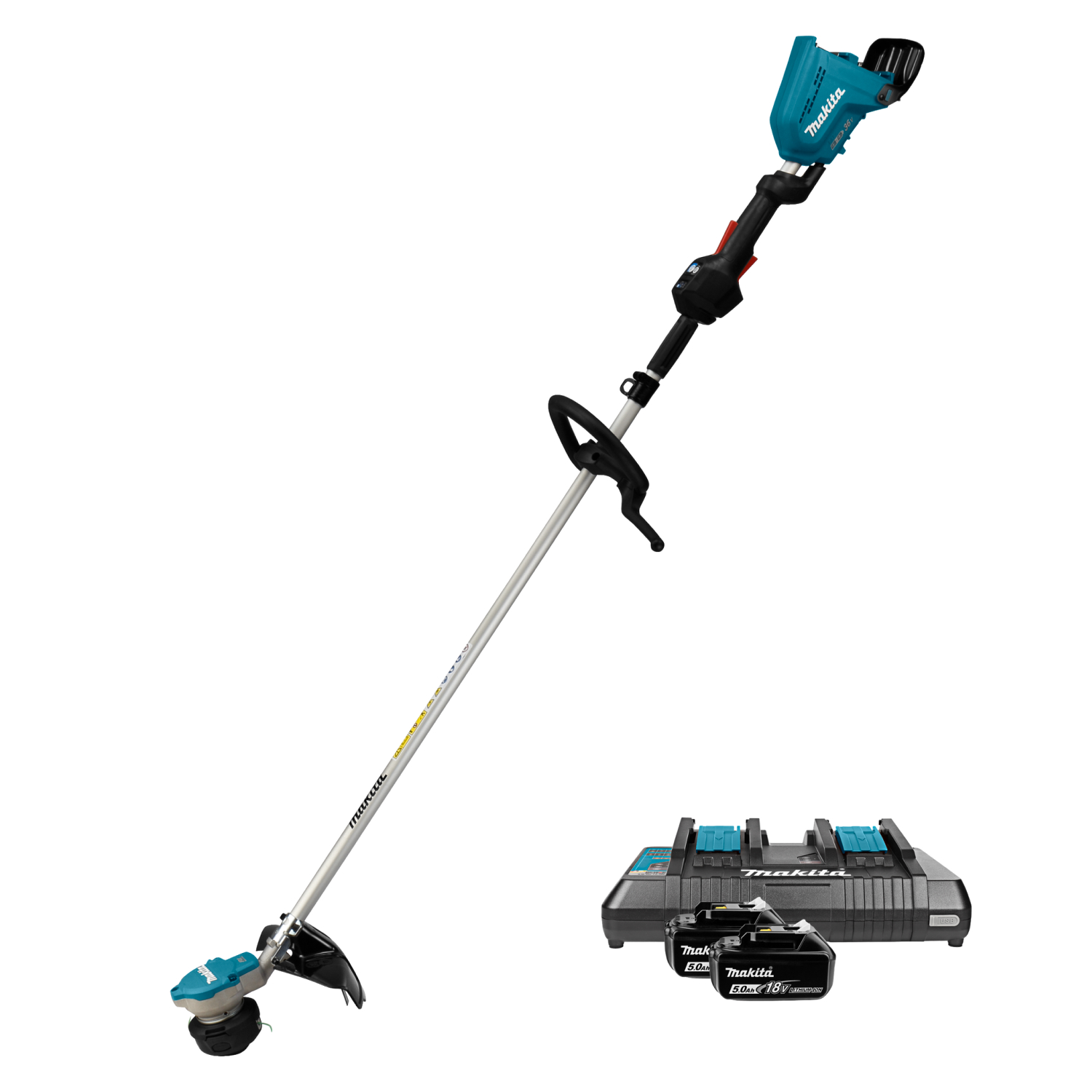 Makita DUR368LPT2 2x18V Li-Ion accu bosmaaier set (2x 5,0Ah) - D-Greep - 350mm - koolborstelloos-image