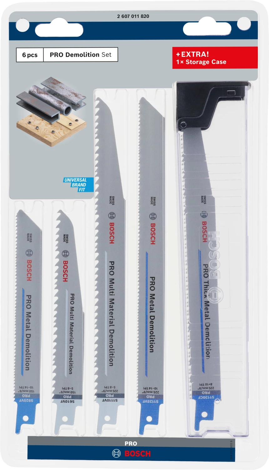 Bosch 2607011820 PRO Jeu de 6 lames de scie de démolition sous blister avec boîte de rangement-image