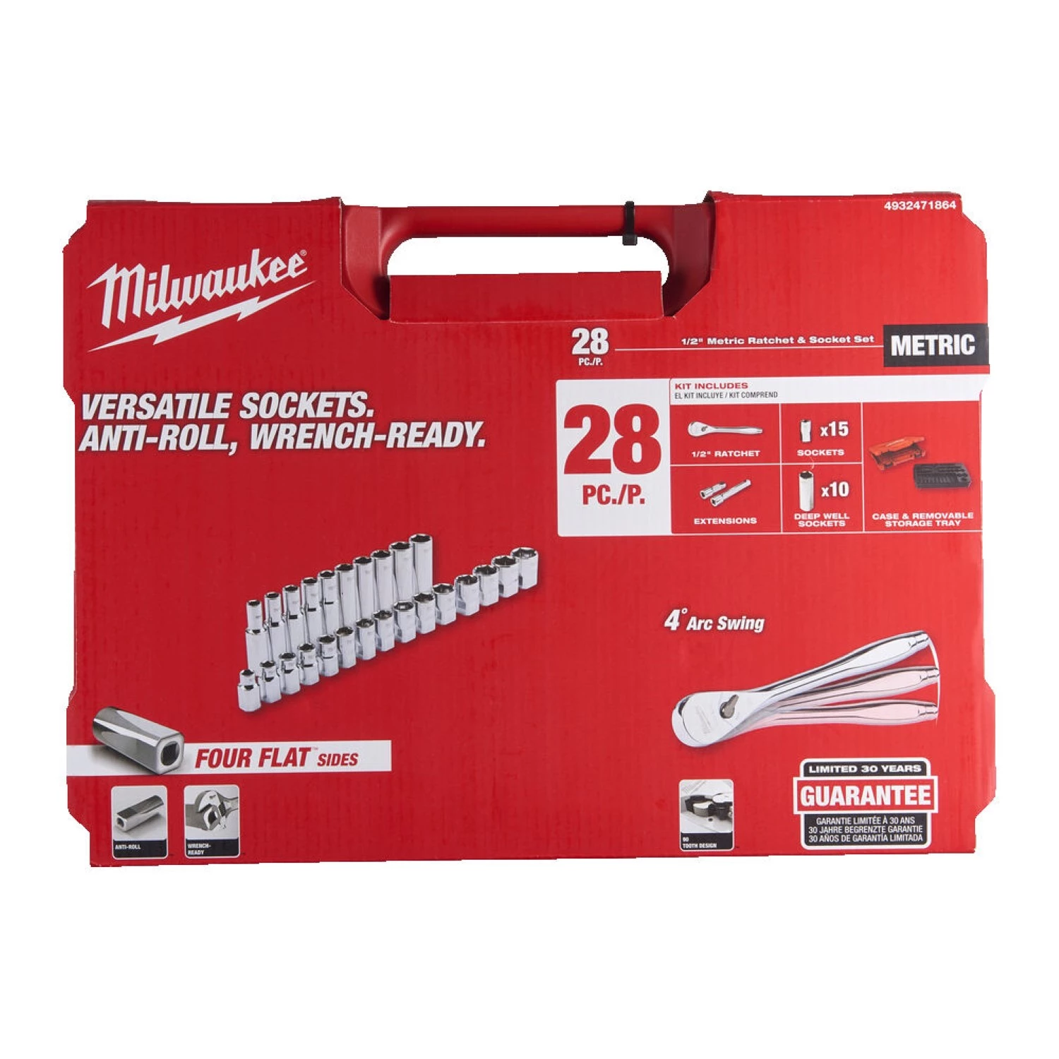 Milwaukee 4932471864 Metrische 1/2 ratel + 28-delige doppenset-image