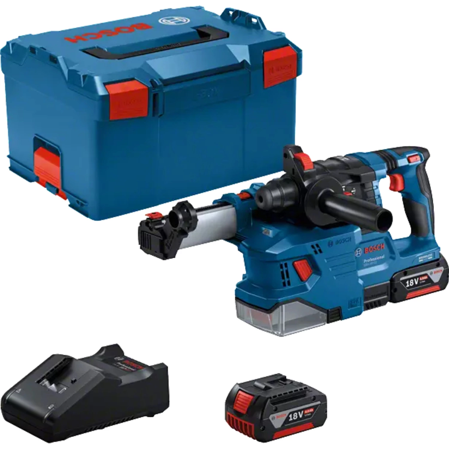 Bosch GBH 18V-22 18V accu boorhamer set in L-Boxx (2x 4.0Ah) - met afzuigunit-image