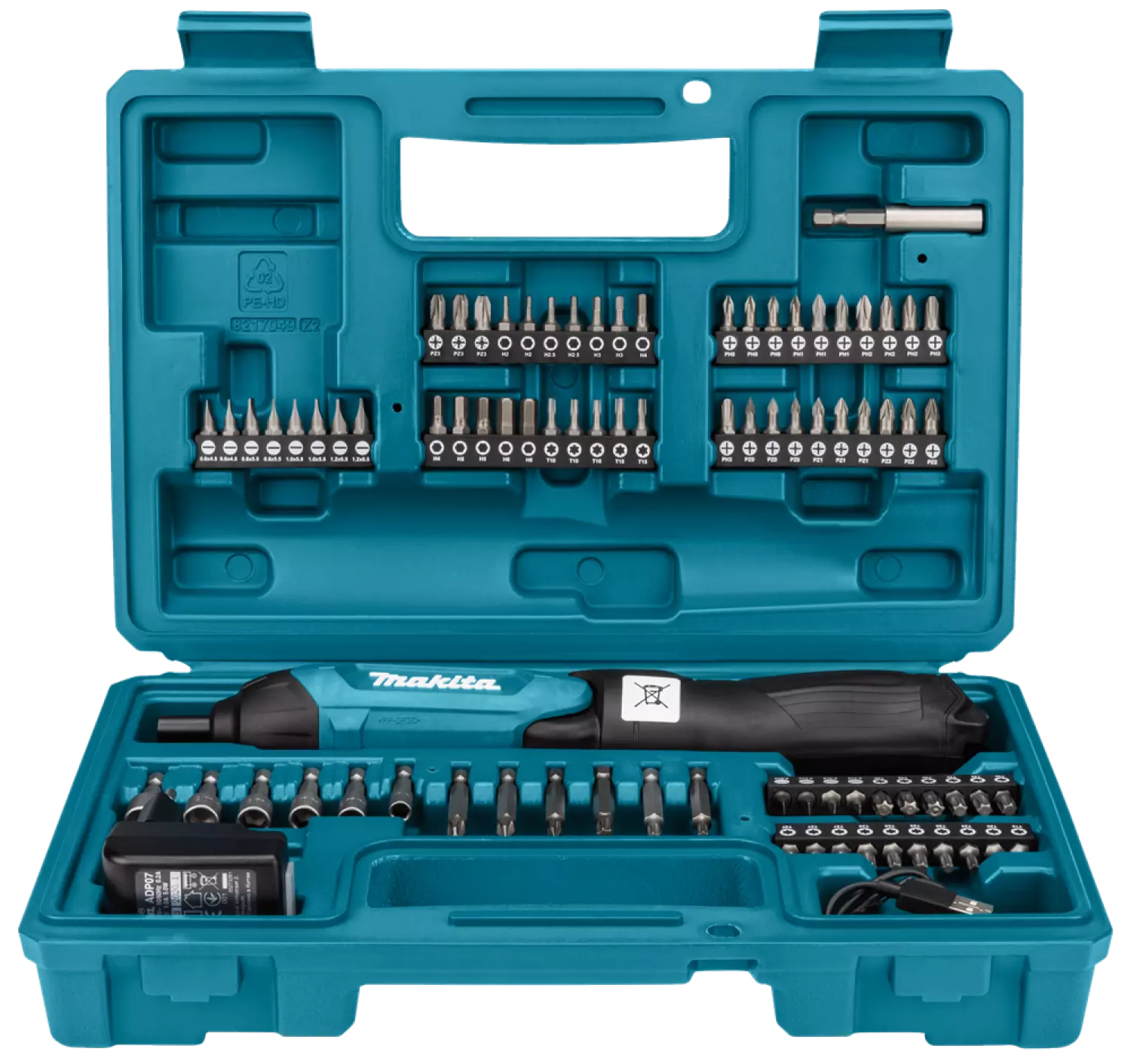 Makita DF001DW Visseuse sans-fil - 3,6V Li-ion - 1 batterie 1,5 Ah - 6 Nm - 81 embouts dans coffret-image
