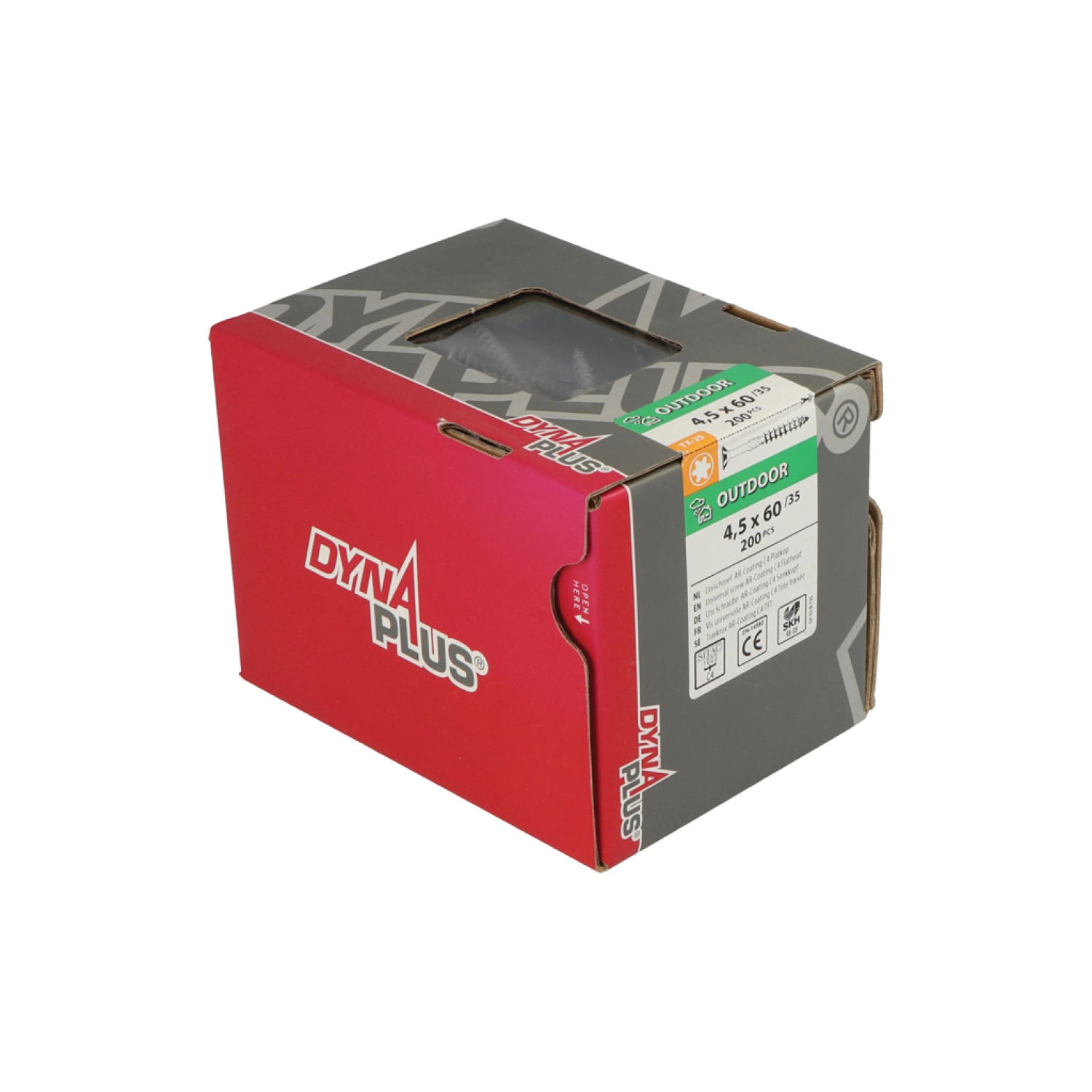 DynaPlus 0281.08.34001 Vis uni - Tête plate - Sous-filetage - Extérieur - TX25 - 4.5 x 60/35mm (200pcs)-image