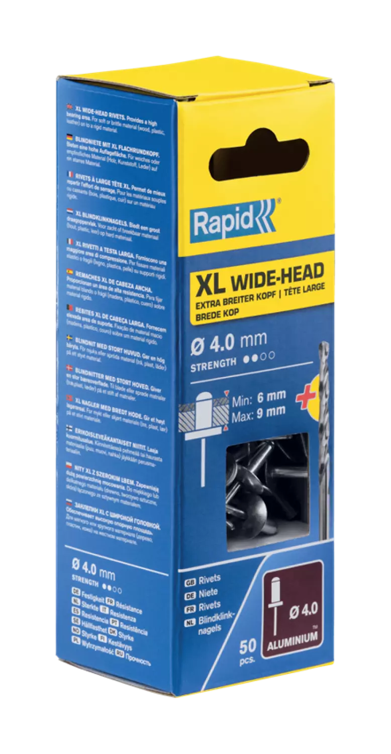 Rapid 5000661 XL Blindklinknagels incl. boor - Aluminum/Staal - 4x12mm (50st)-image